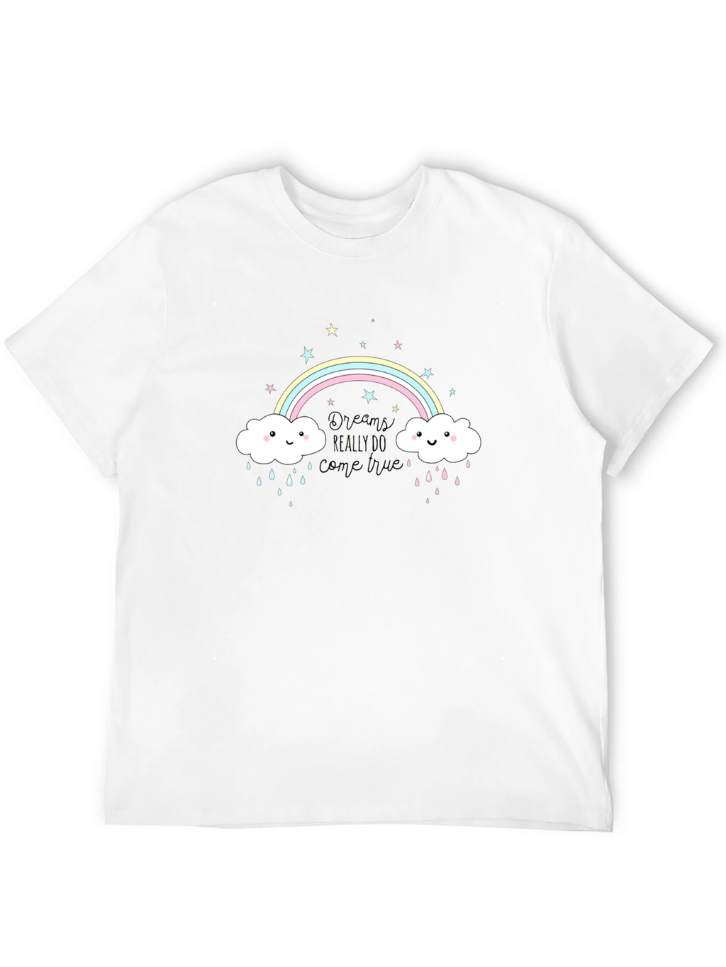 Rainbow Cloud Graphic Tee - Black Cotton T-Shirt