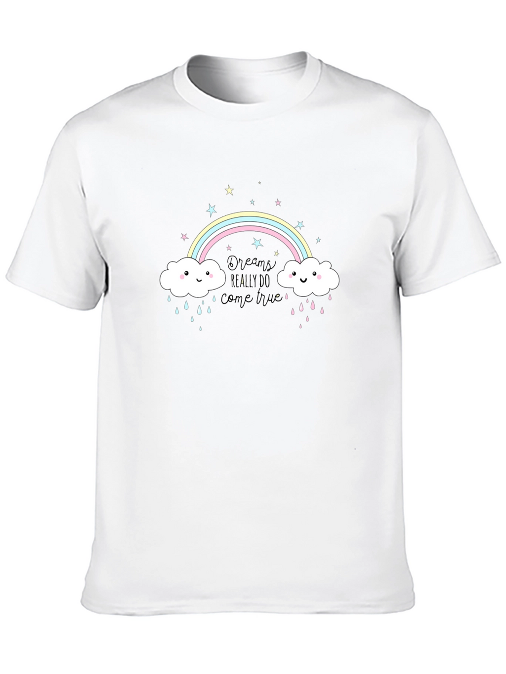 Rainbow Cloud Graphic Tee - Black Cotton T-Shirt