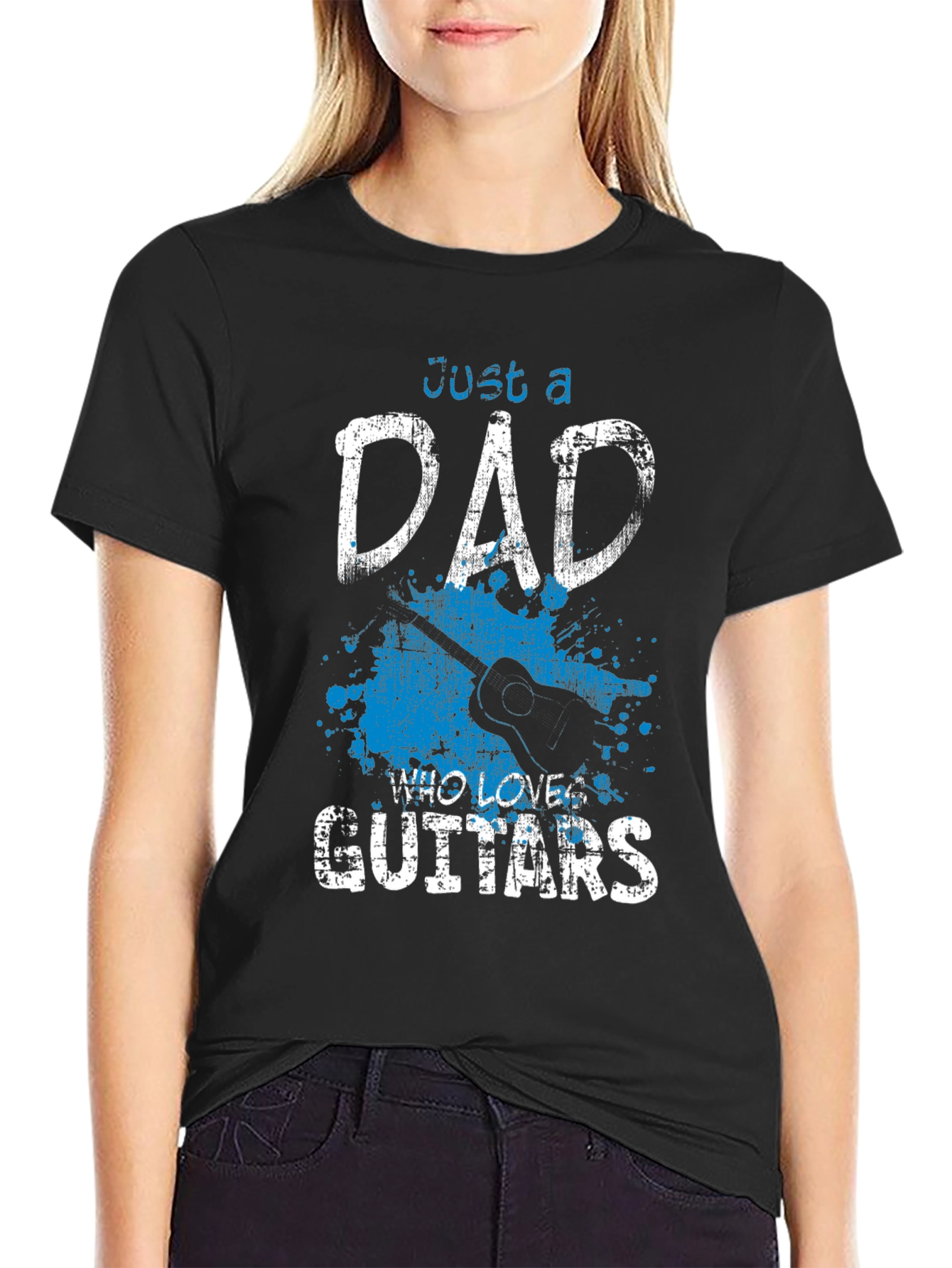 Dad Who Loves Guitars Black T-Shirt