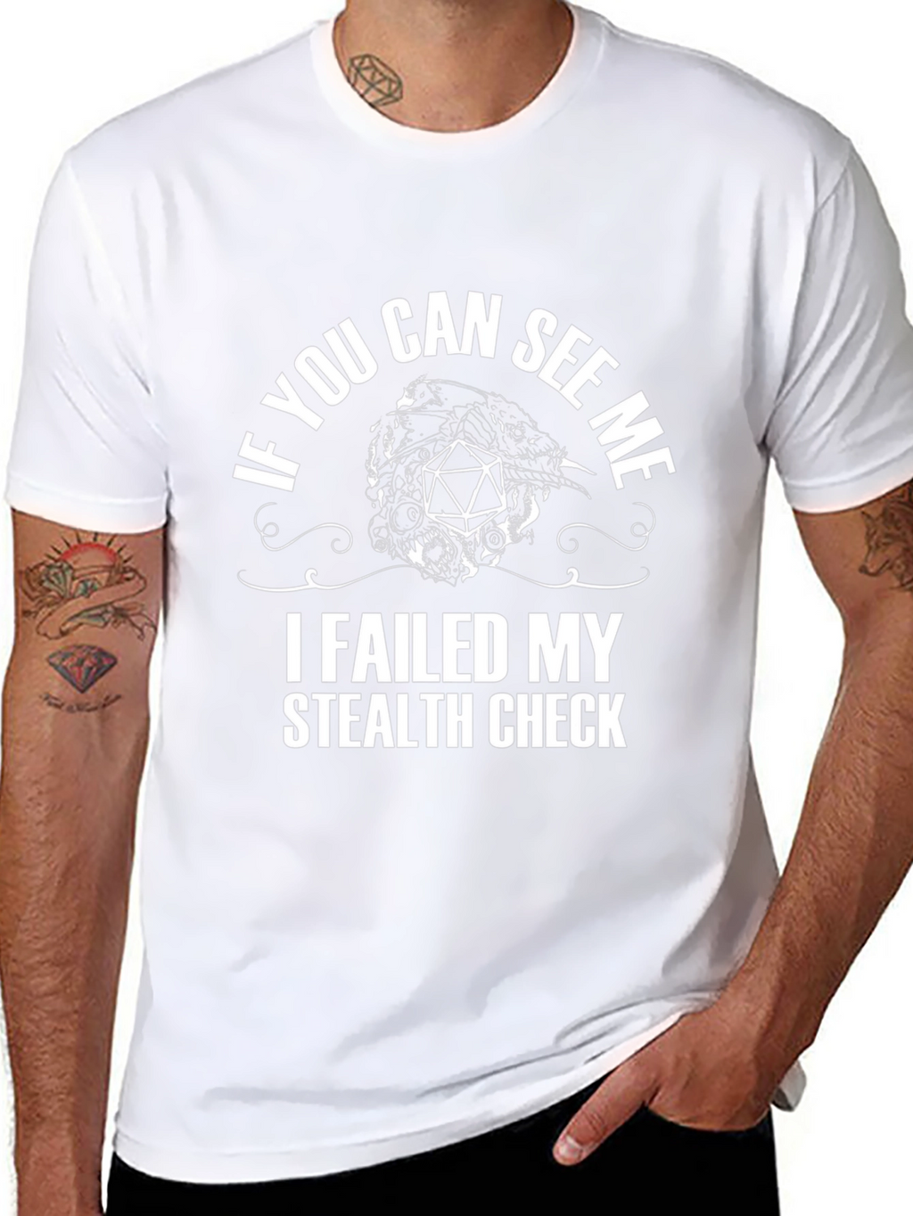 Failed Stealth Check D20 T-Shirt - Gamer Tee