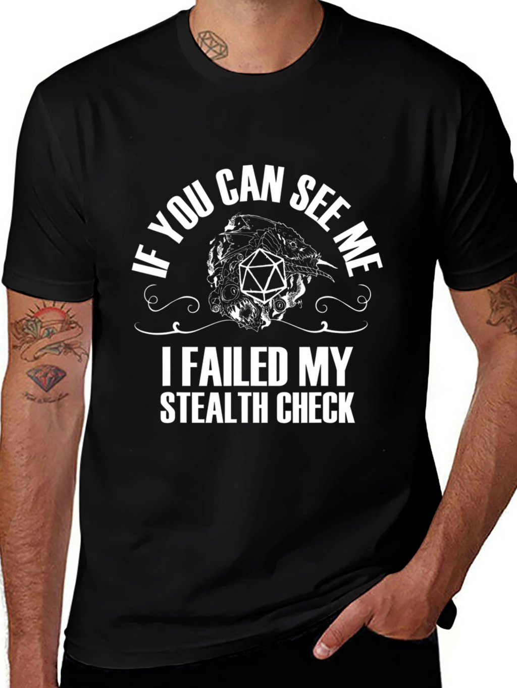 Failed Stealth Check D20 T-Shirt - Gamer Tee
