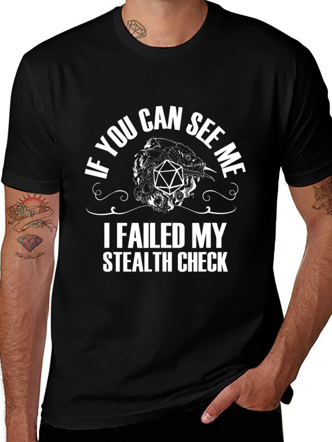 Failed Stealth Check D20 T-Shirt - Gamer Tee