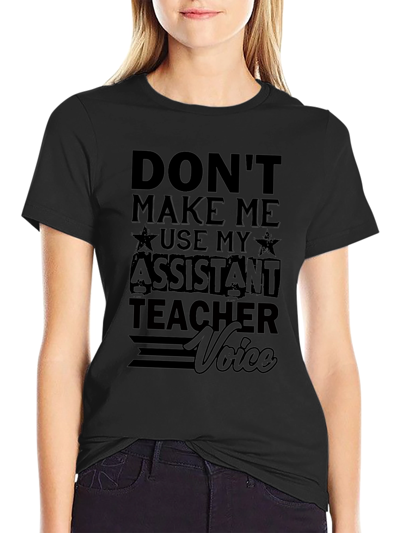 Assistant Teacher Voice Graphic Tee - Funny Black T-Shirt