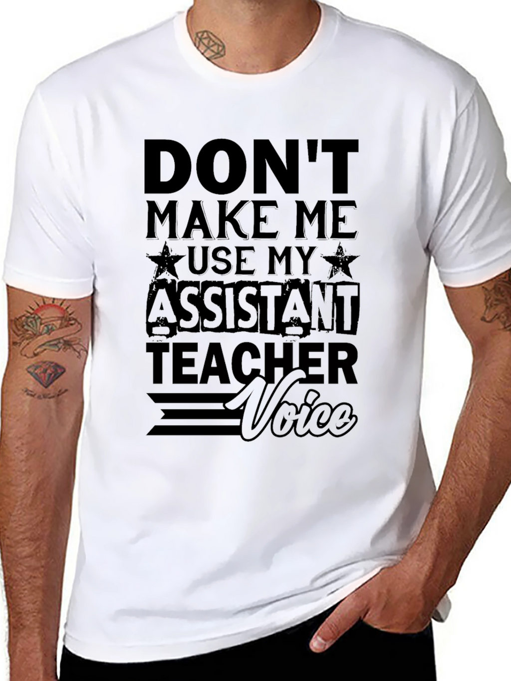 Assistant Teacher Voice Graphic Tee - Funny Black T-Shirt