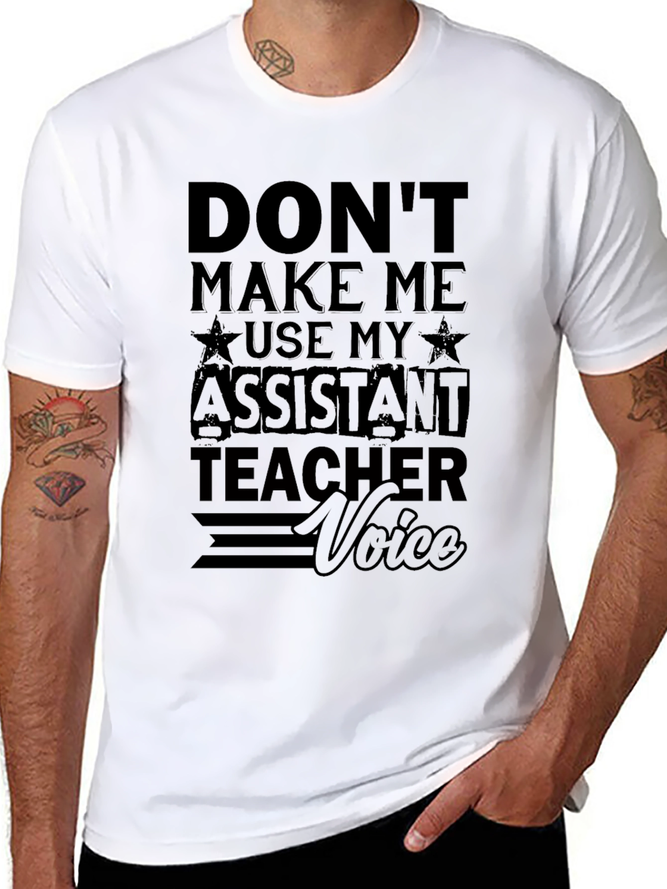 Assistant Teacher Voice Graphic Tee - Funny Black T-Shirt