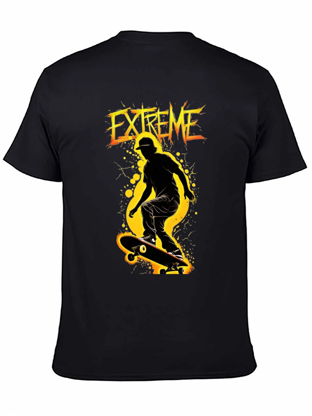 Extreme Skateboarder Black Graphic T-Shirt
