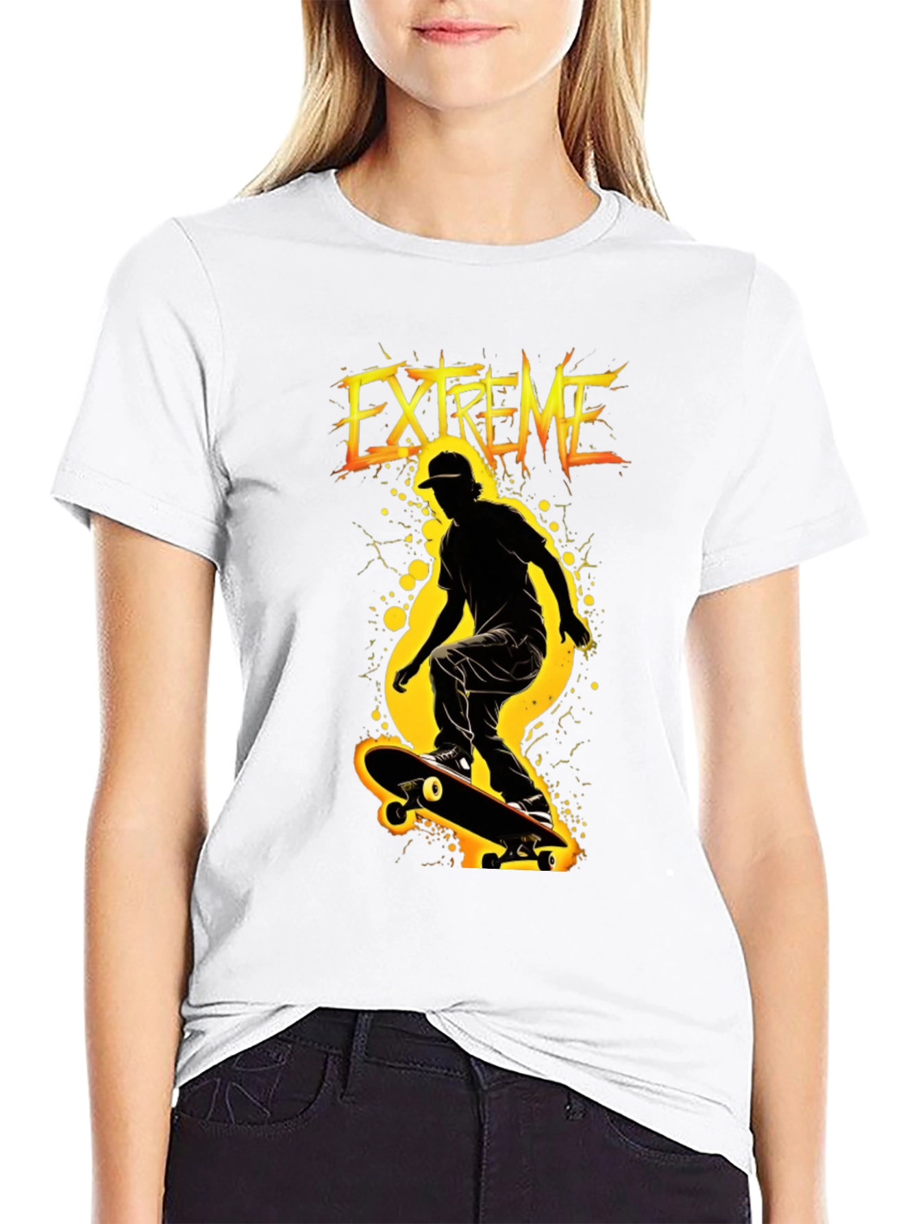 Extreme Skateboarder Black Graphic T-Shirt