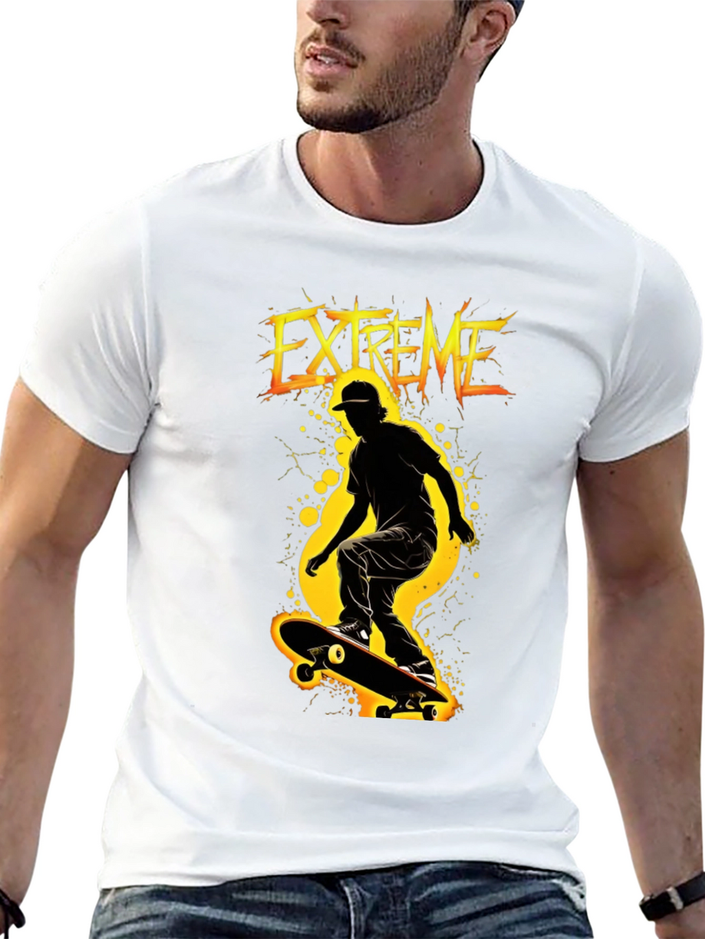 Extreme Skateboarder Black Graphic T-Shirt