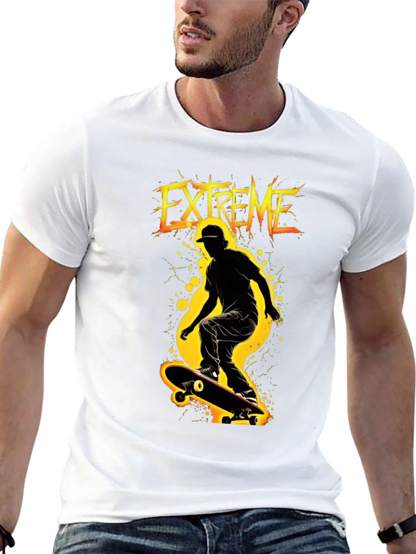 Extreme Skateboarder Black Graphic T-Shirt