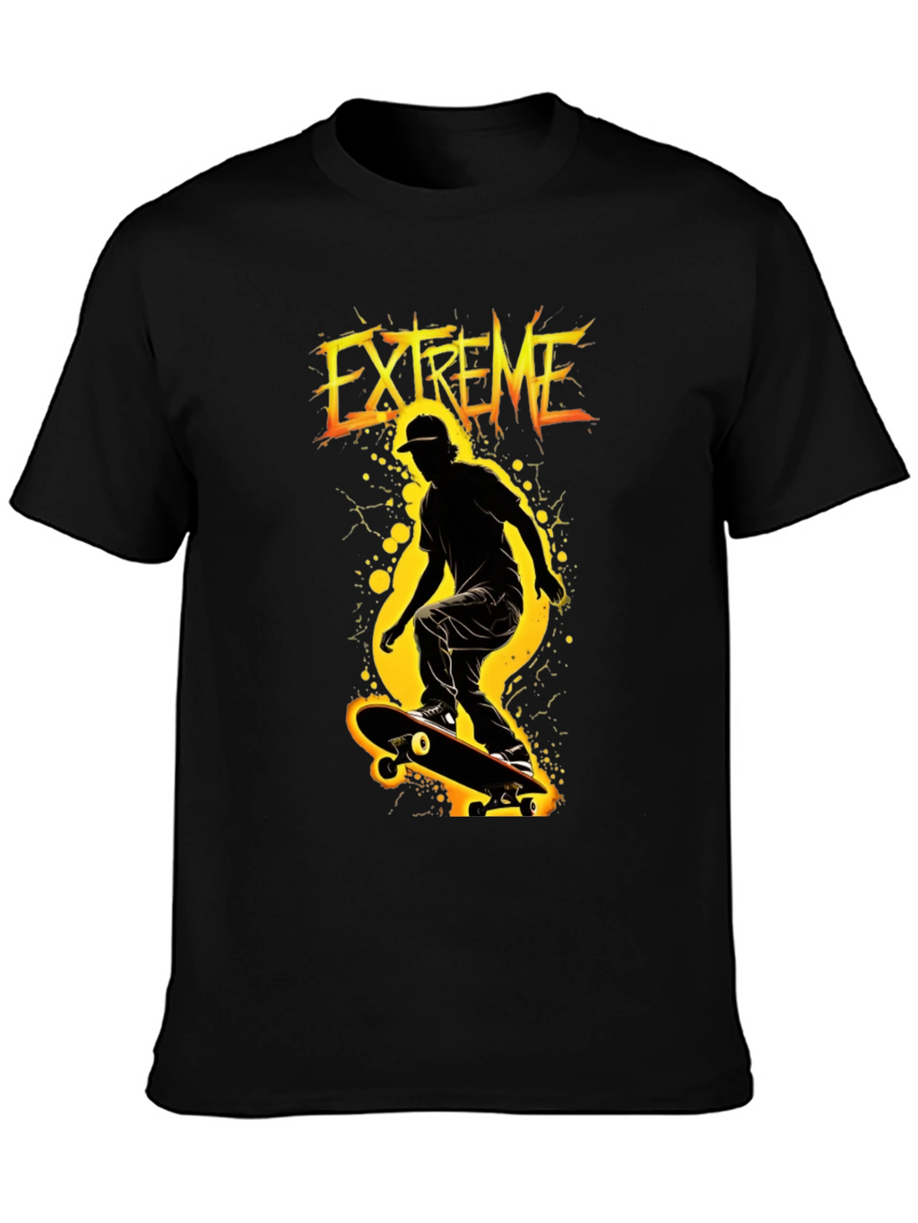 Extreme Skateboarder Black Graphic T-Shirt