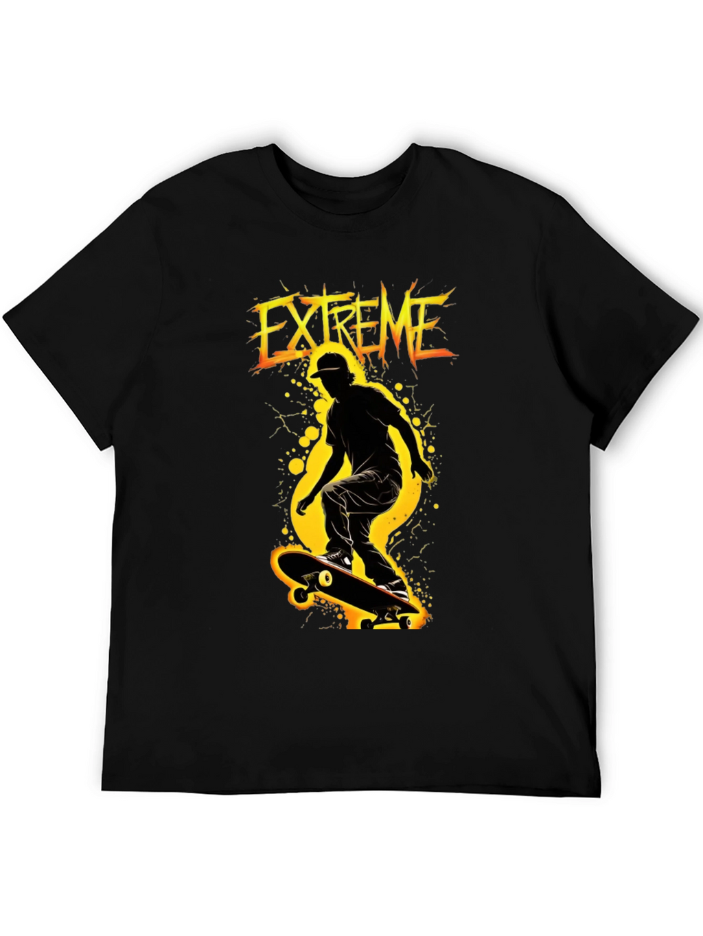 Extreme Skateboarder Black Graphic T-Shirt