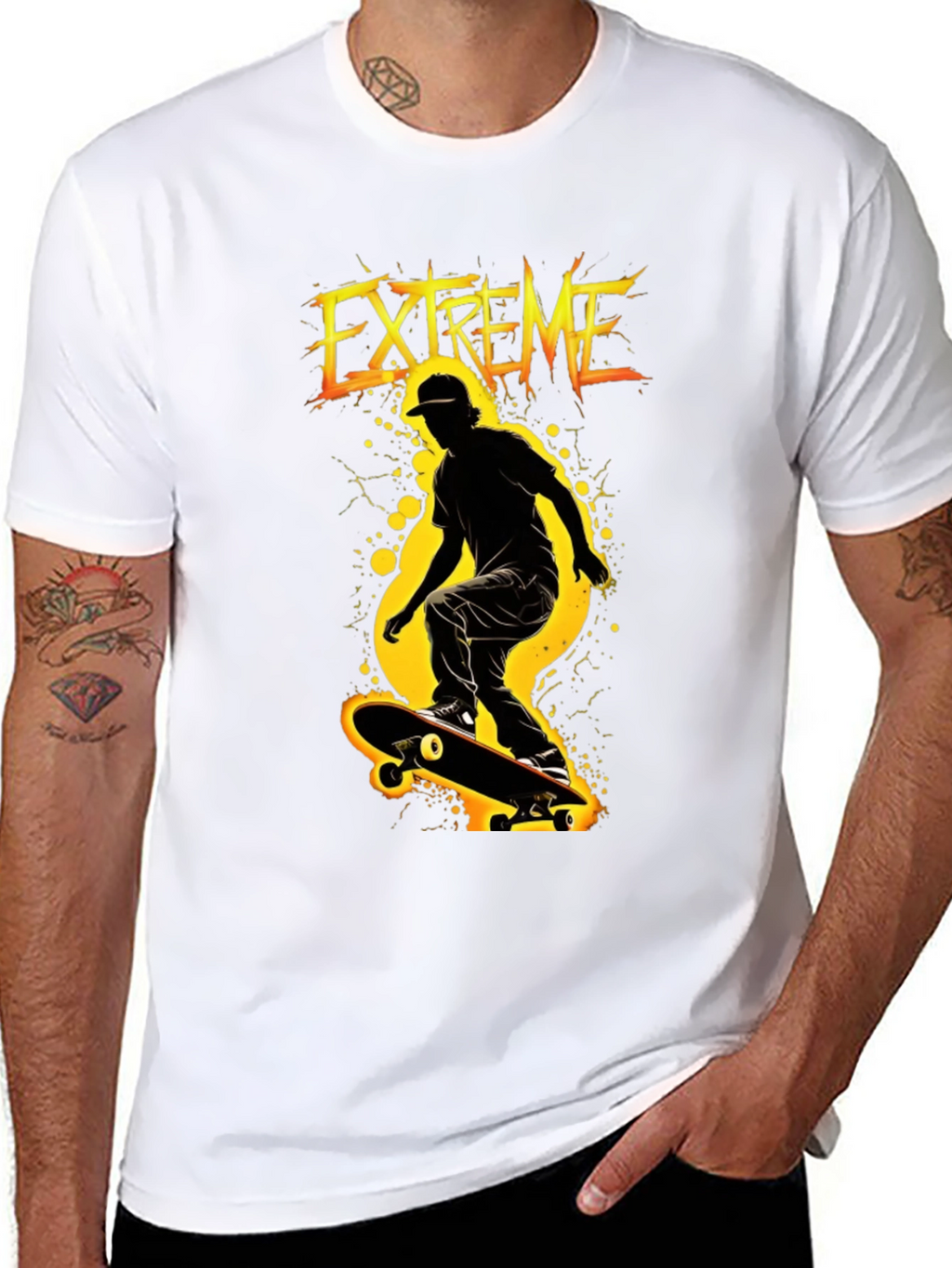 Extreme Skateboarder Black Graphic T-Shirt