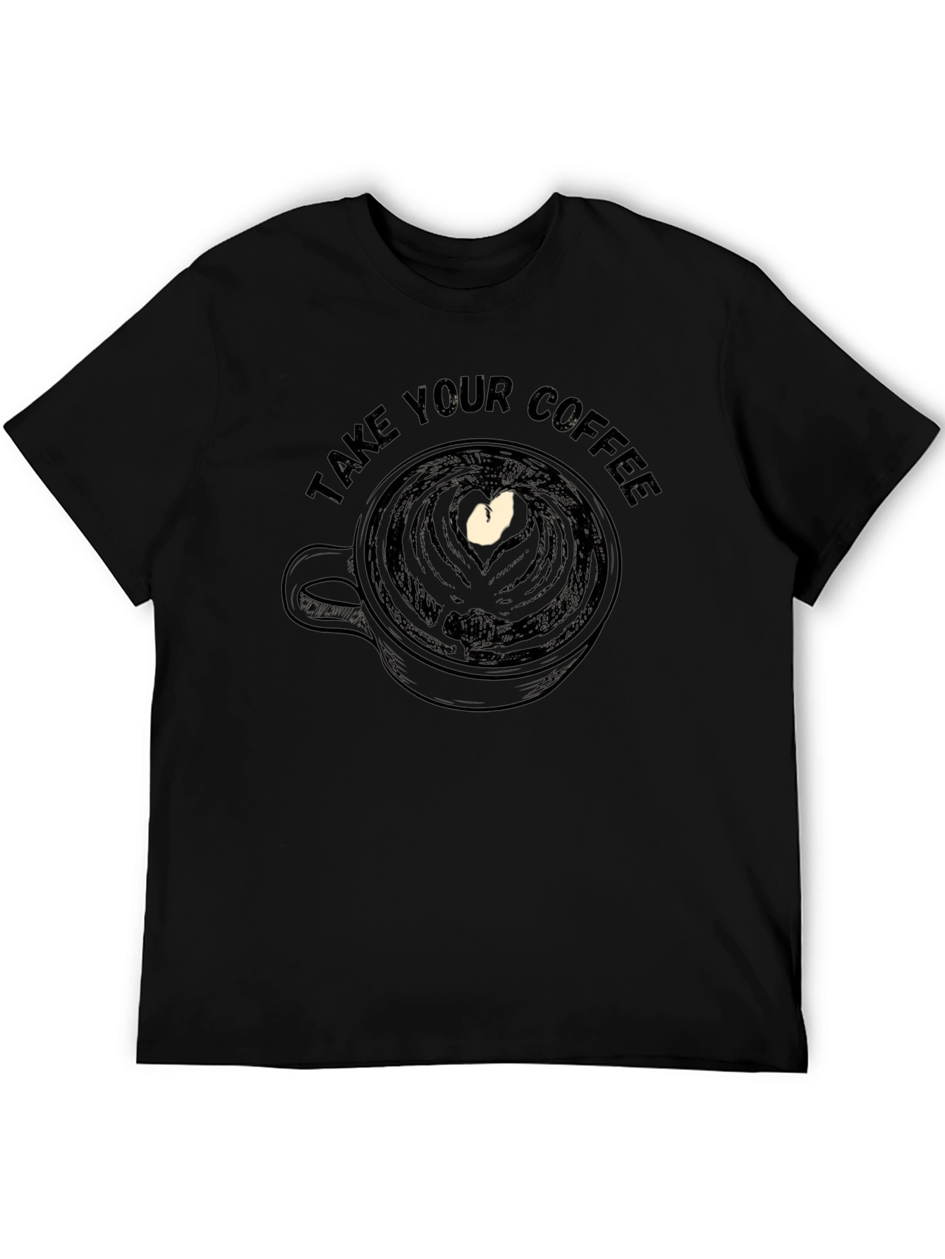 Take Your Coffee Mens Black Graphic Tee