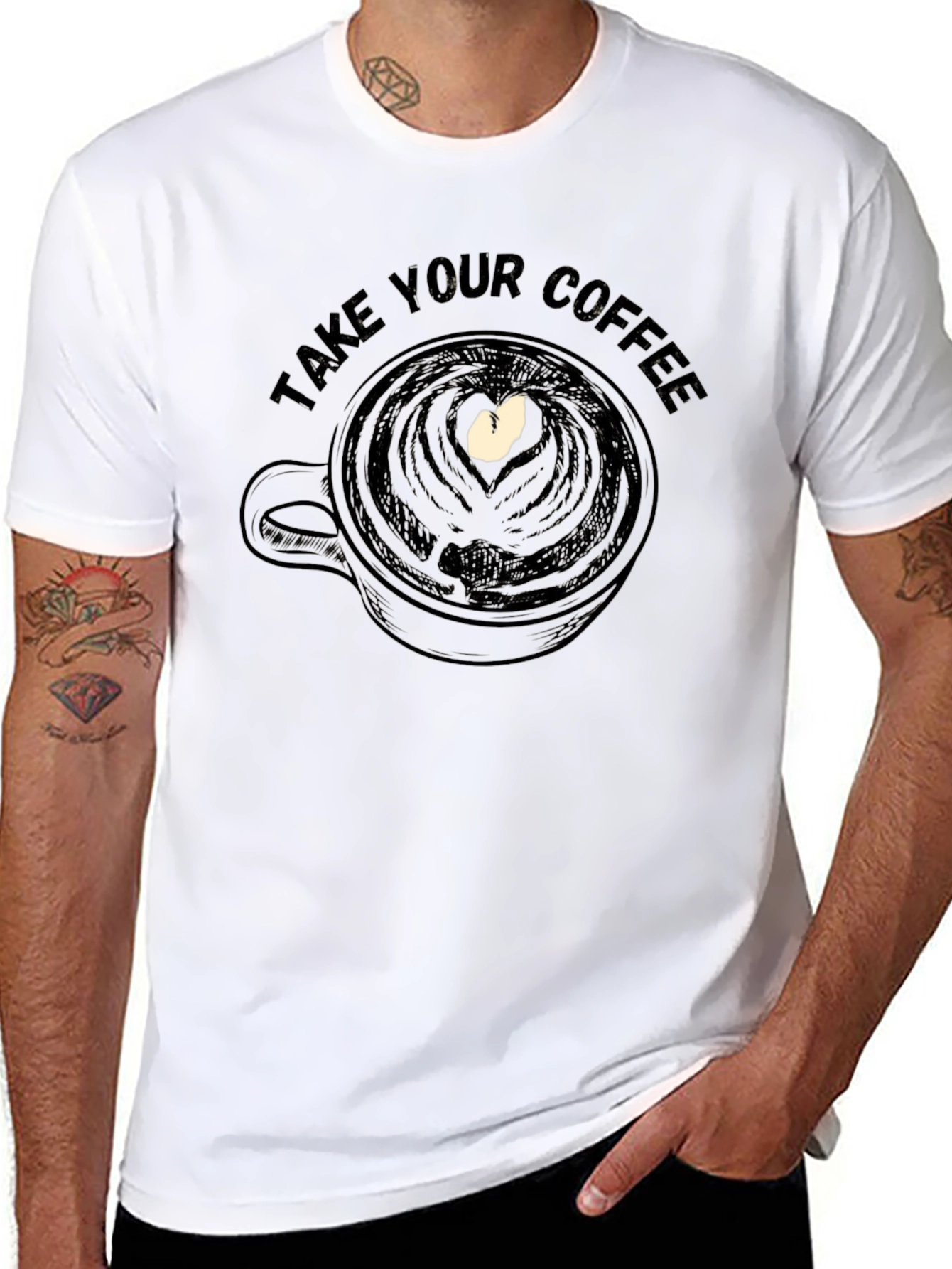 Take Your Coffee Mens Black Graphic Tee