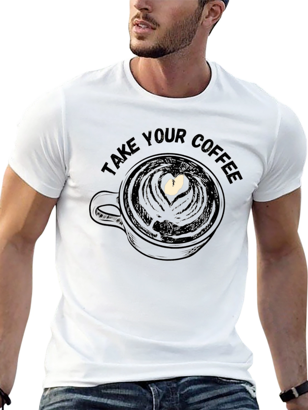 Take Your Coffee Mens Black Graphic Tee