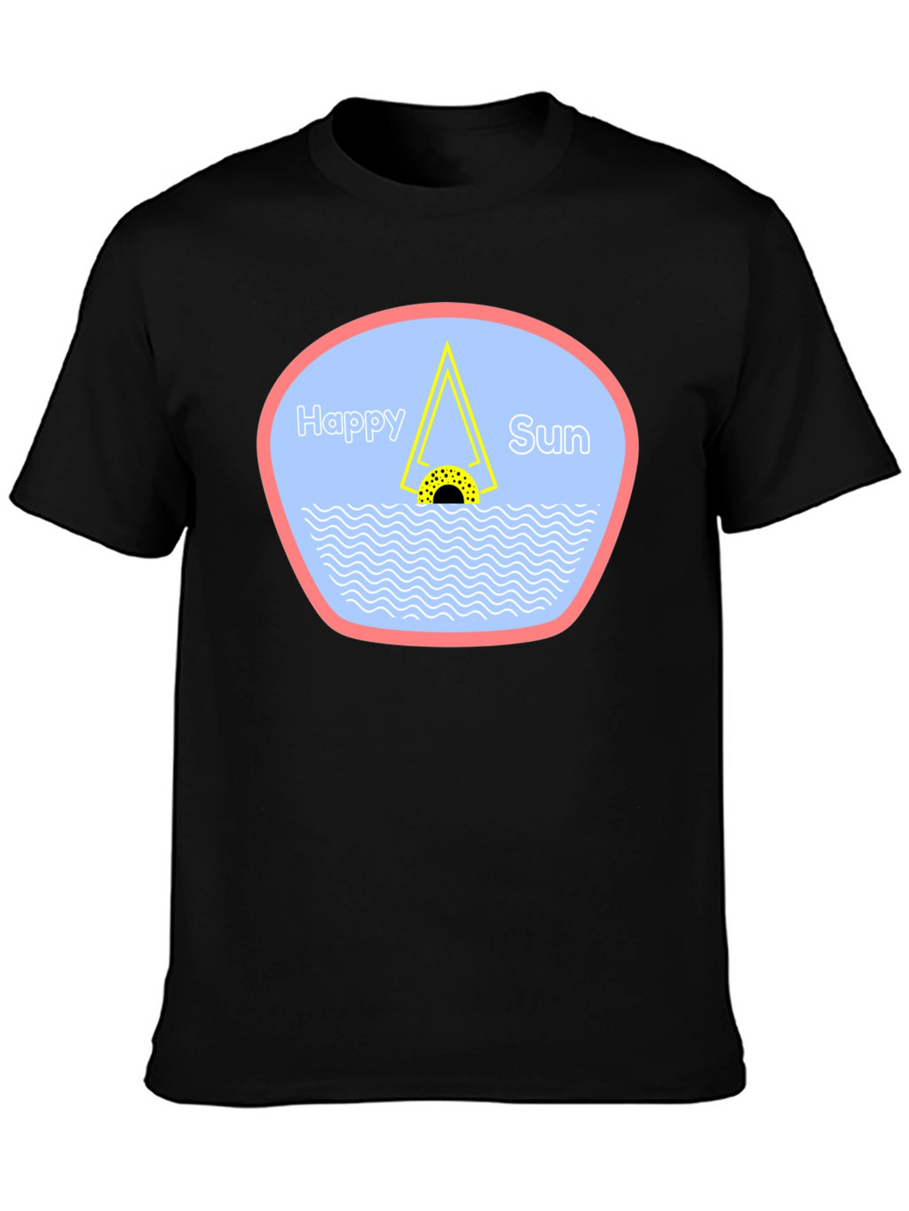 Happy Sun Graphic Tee - Black Cotton T-Shirt