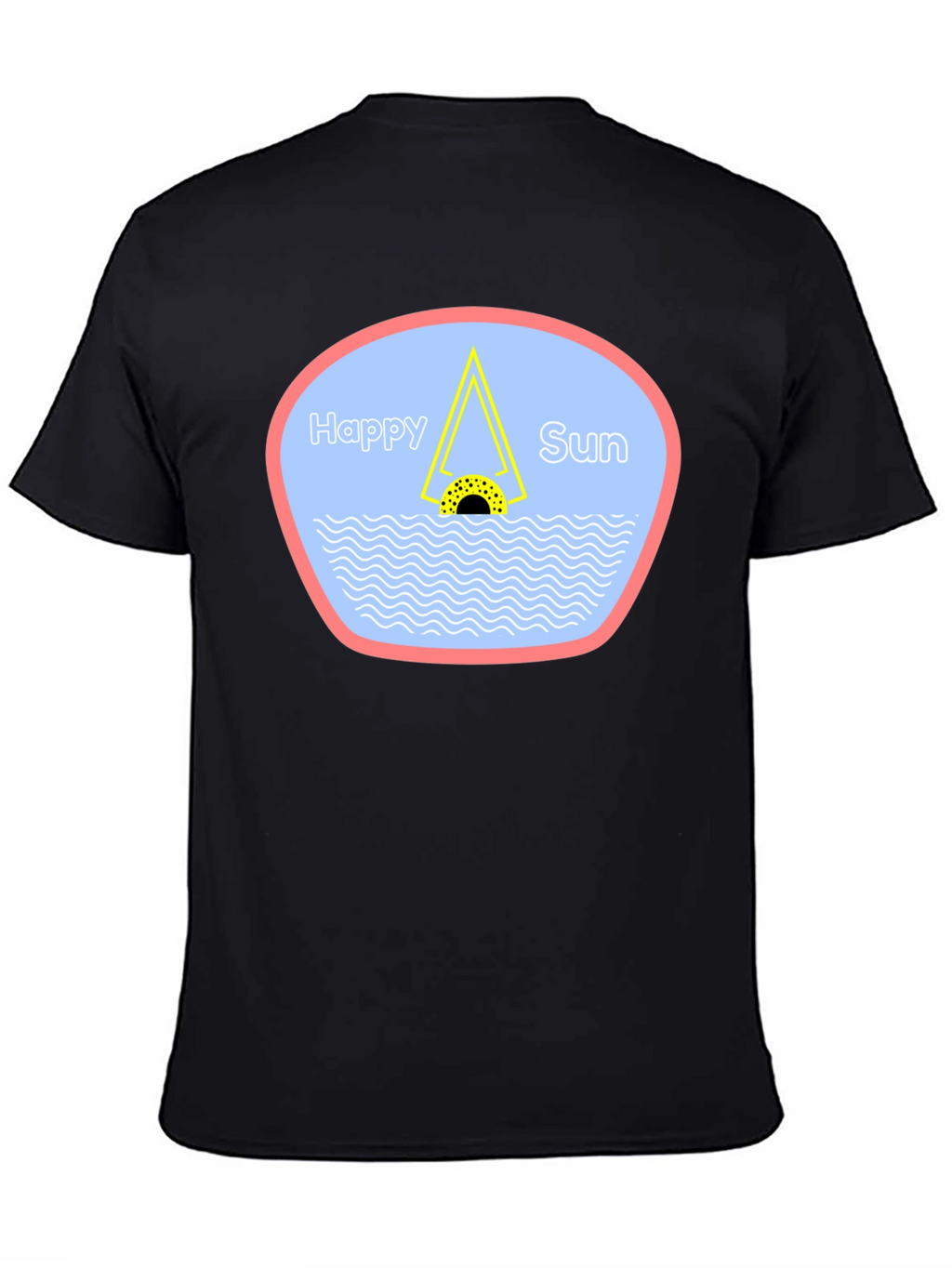 Happy Sun Graphic Tee - Black Cotton T-Shirt