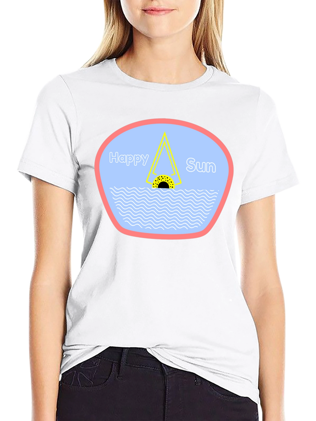Happy Sun Graphic Tee - Black Cotton T-Shirt