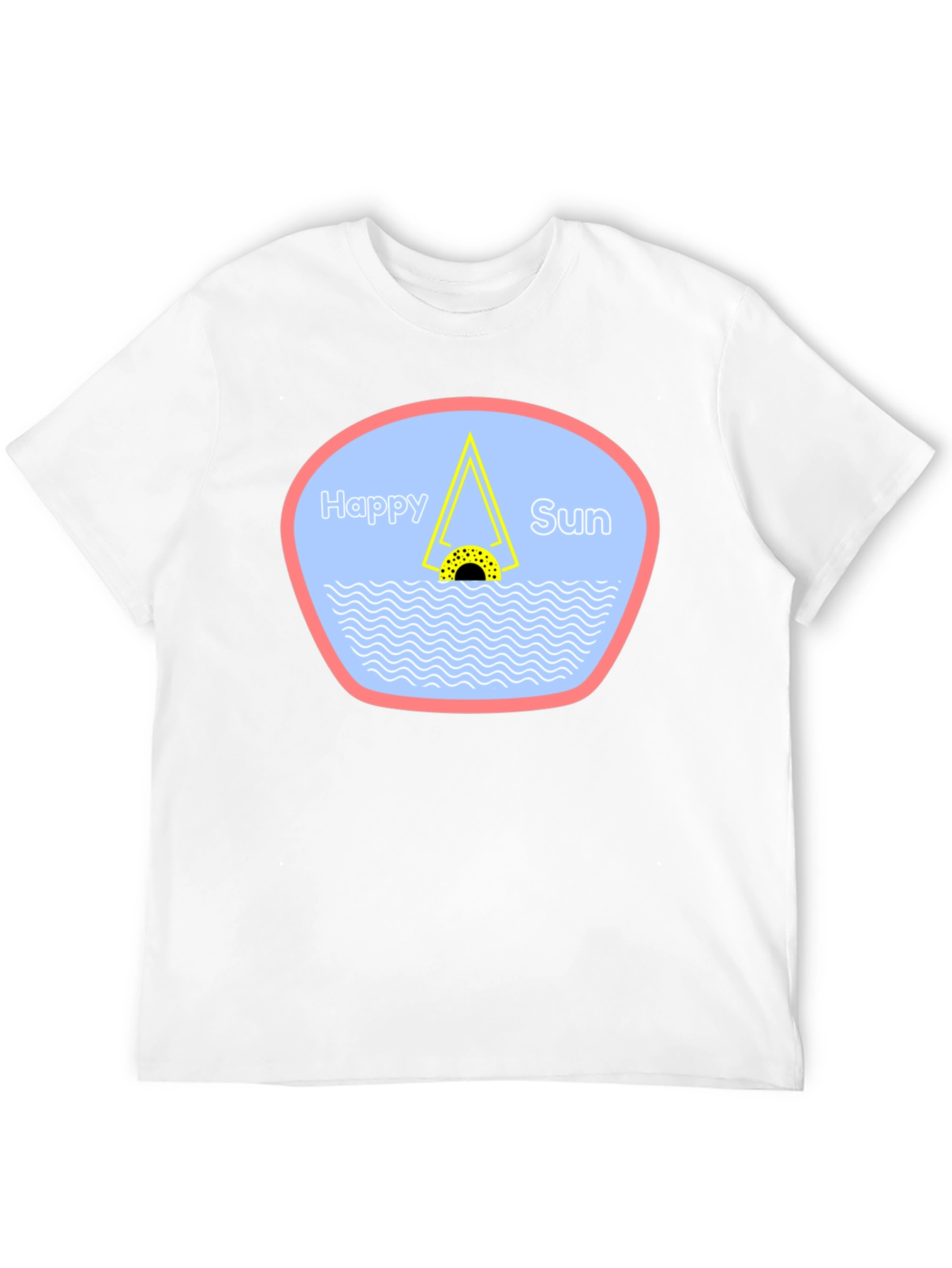 Happy Sun Graphic Tee - Black Cotton T-Shirt