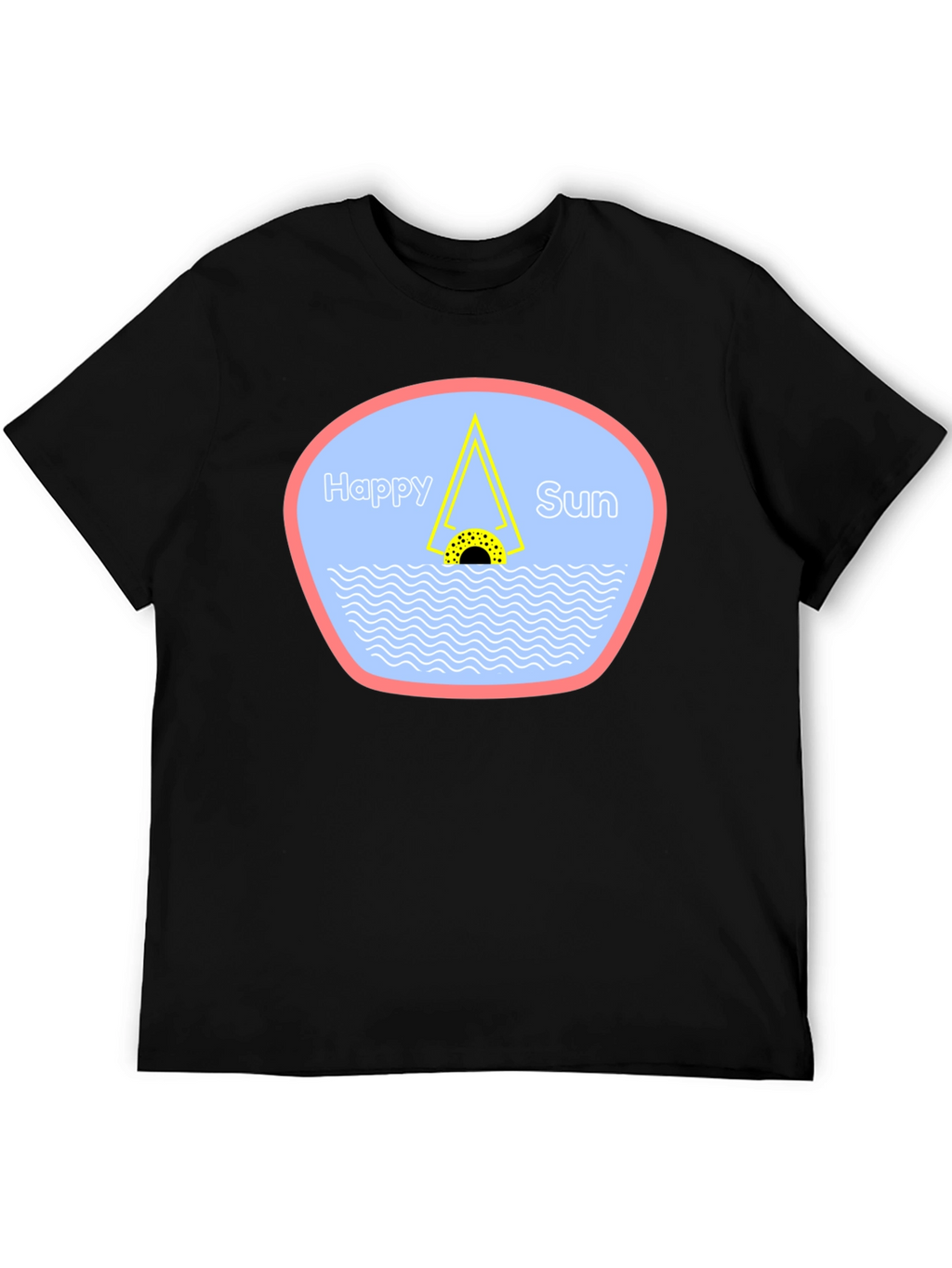 Happy Sun Graphic Tee - Black Cotton T-Shirt