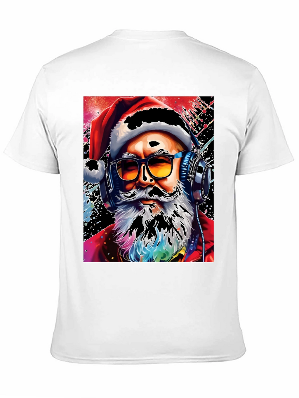 Santa with Headphones Graphic T-Shirt