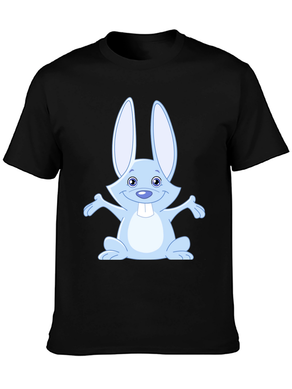Cute Rabbit Graphic Tee - Soft Black Cotton Shirt