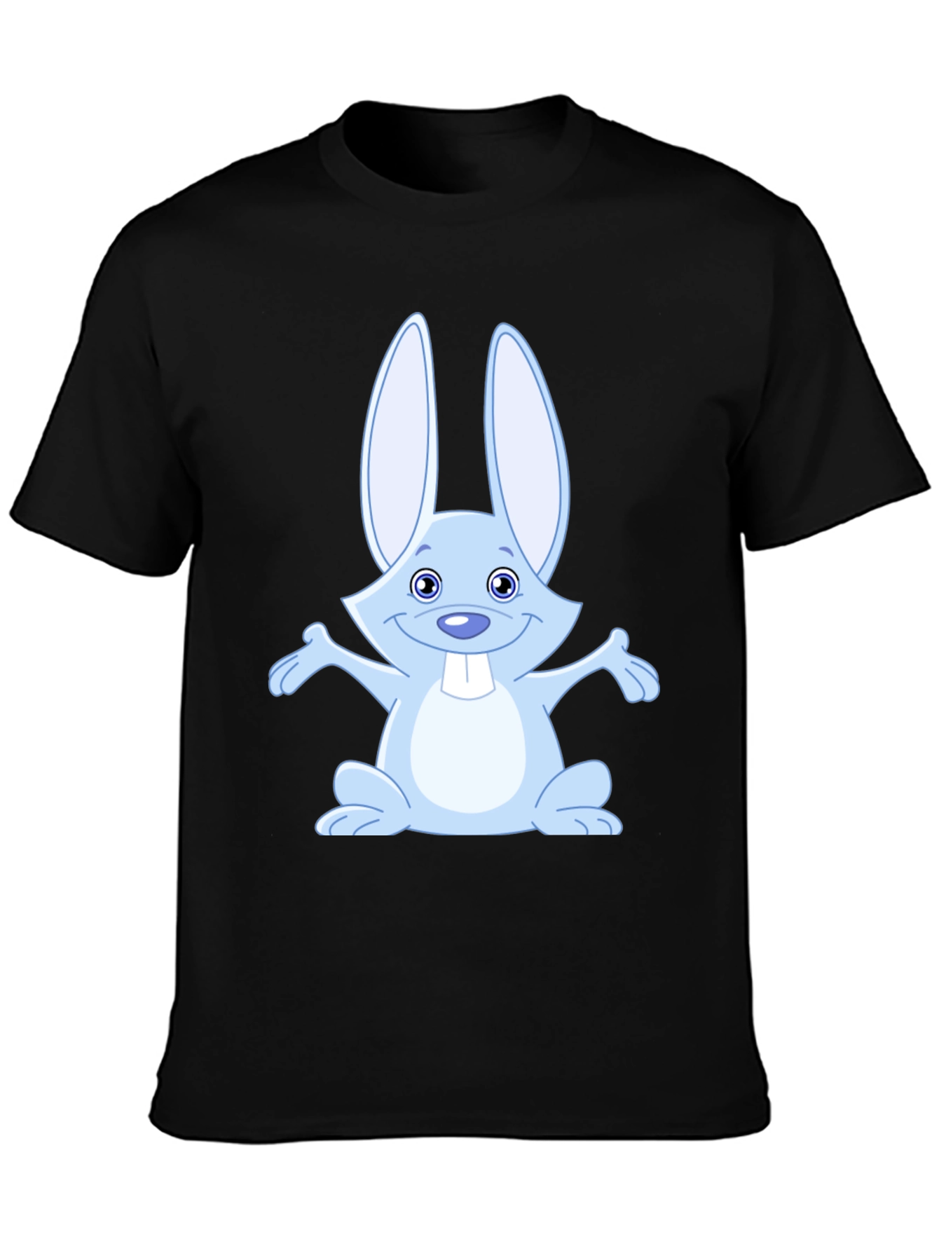 Cute Rabbit Graphic Tee - Soft Black Cotton Shirt