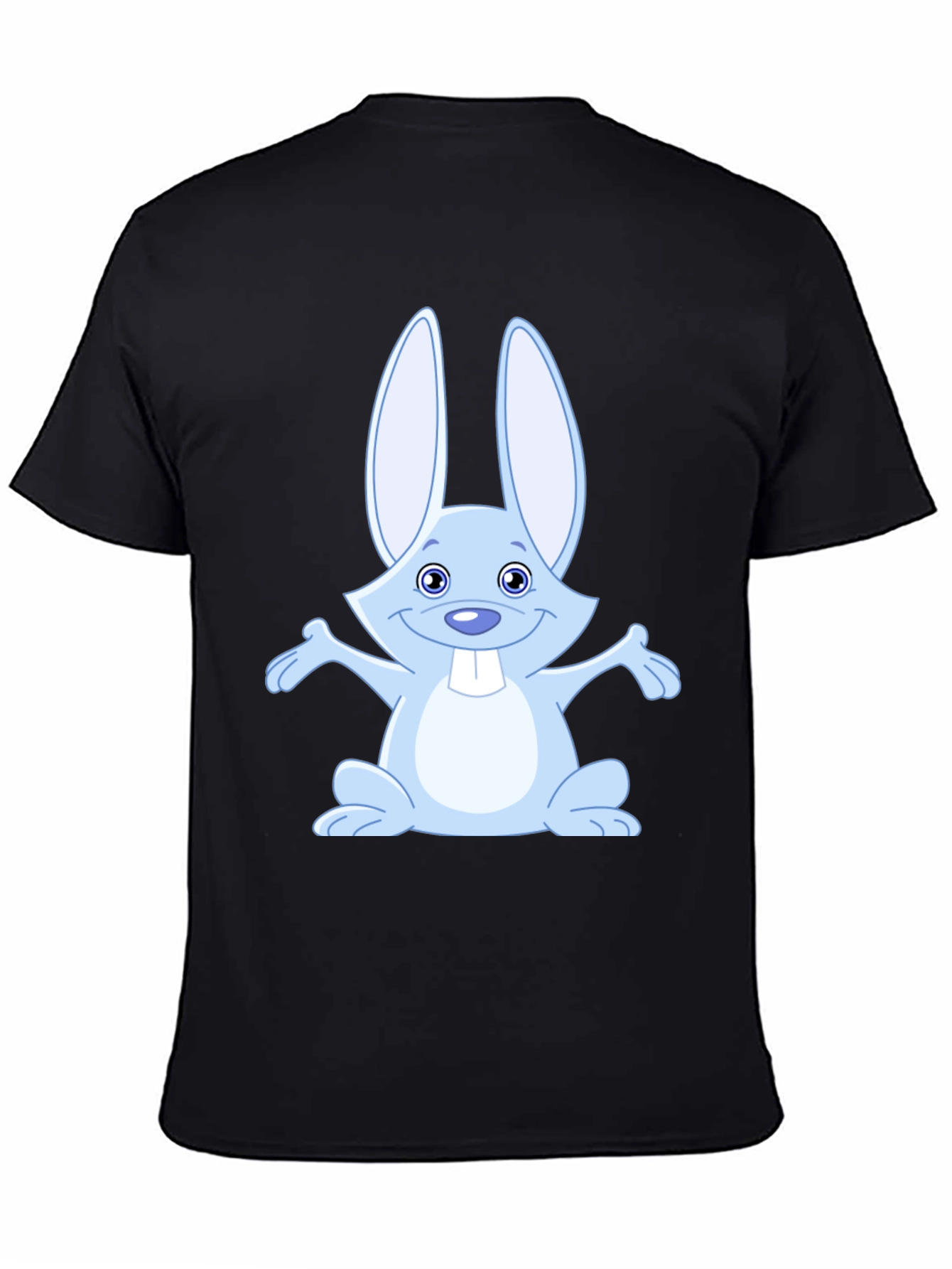 Cute Rabbit Graphic Tee - Soft Black Cotton Shirt