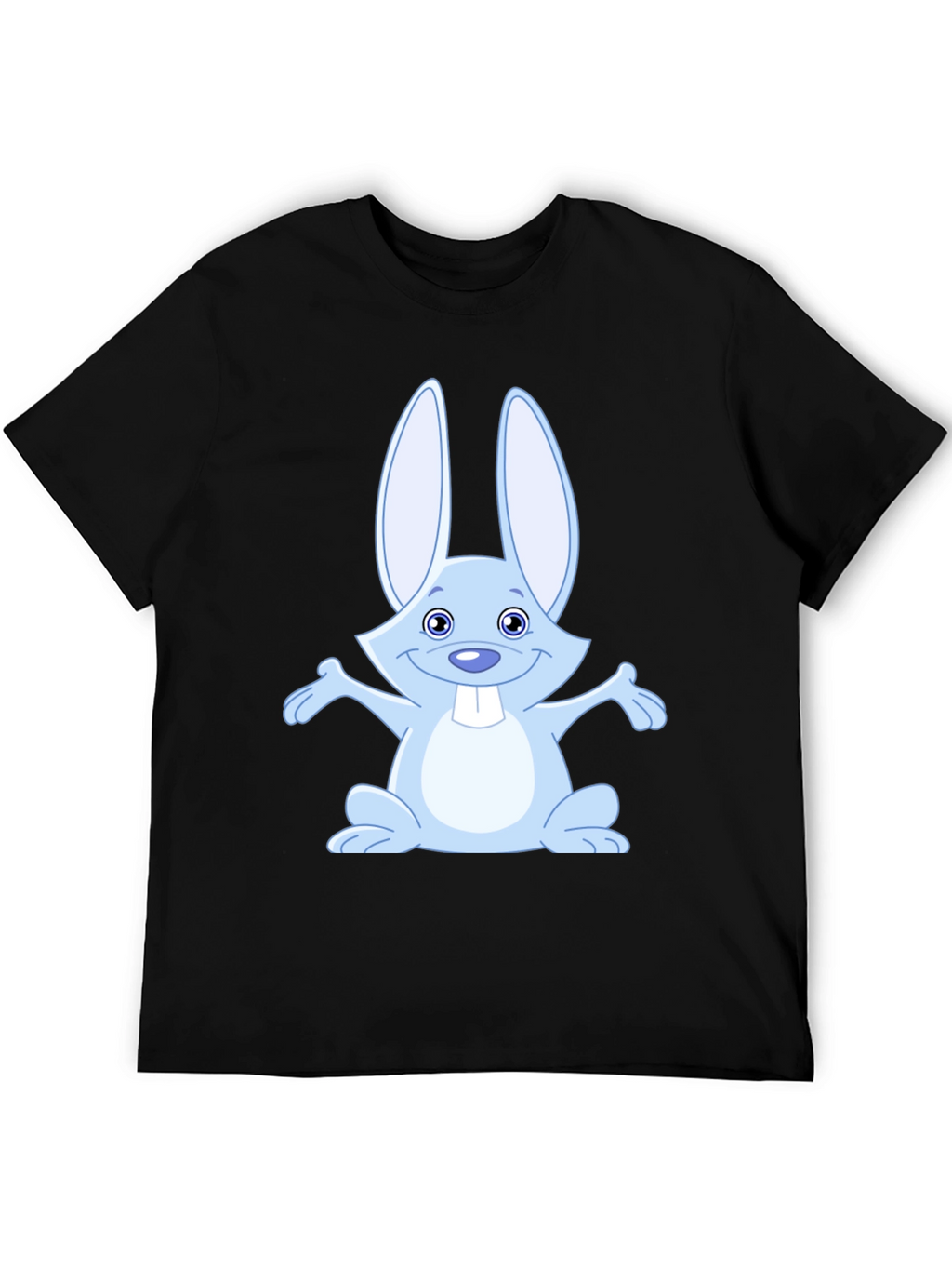 Cute Rabbit Graphic Tee - Soft Black Cotton Shirt