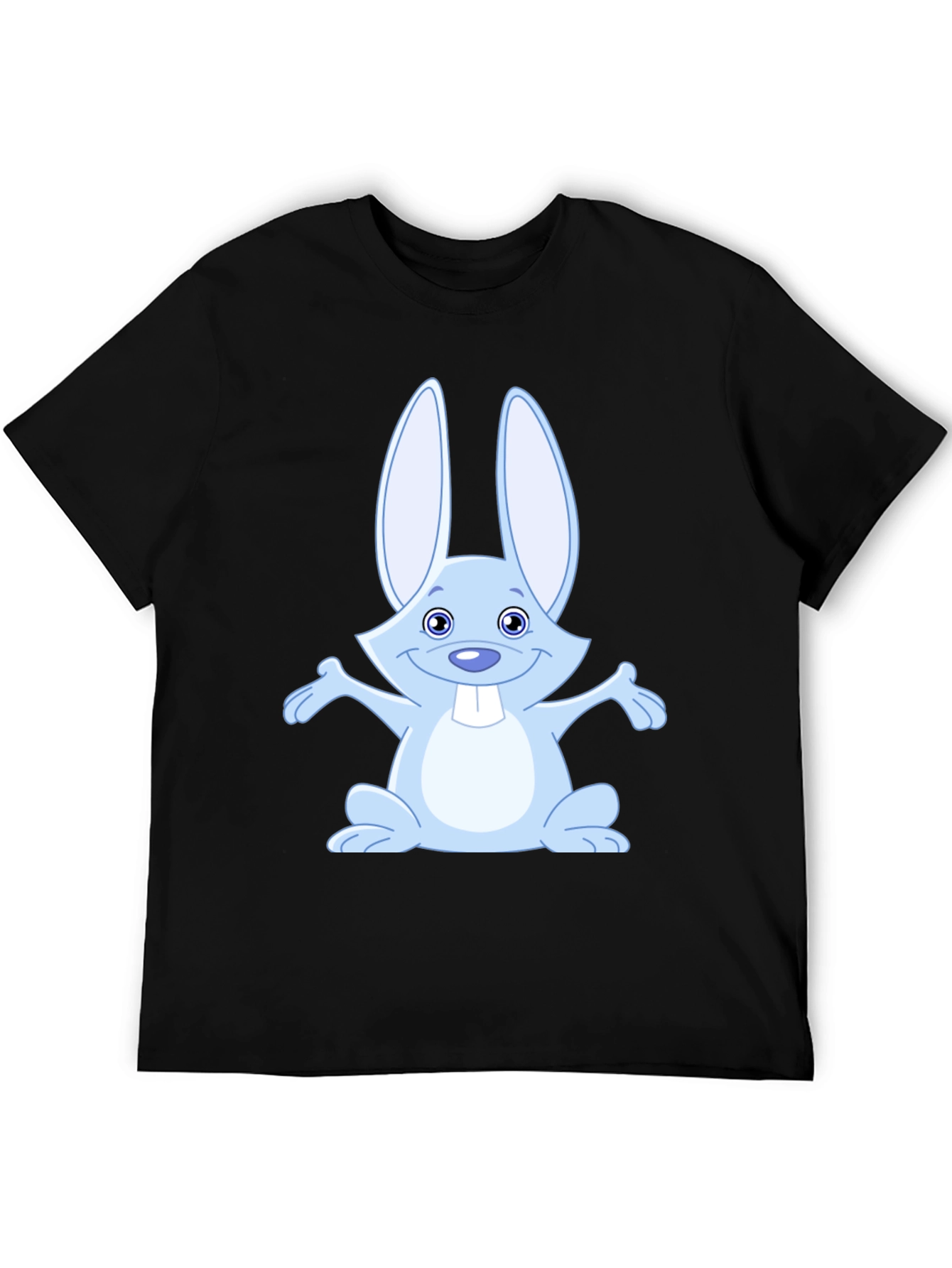 Cute Rabbit Graphic Tee - Soft Black Cotton Shirt