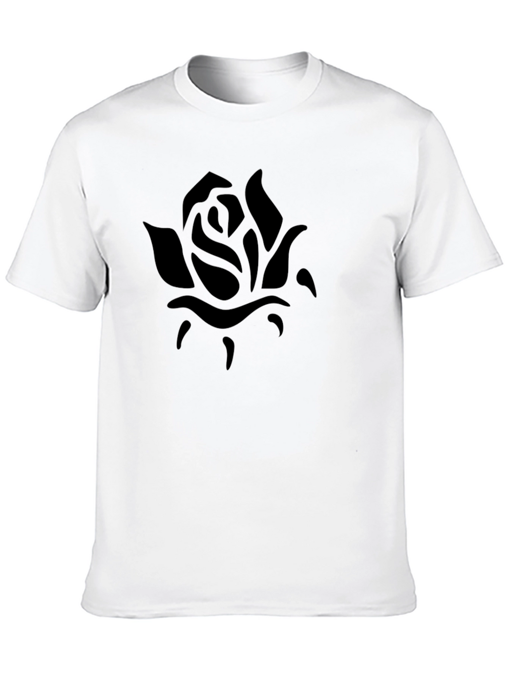 Mens Black Rose Graphic Tee - Casual Comfort