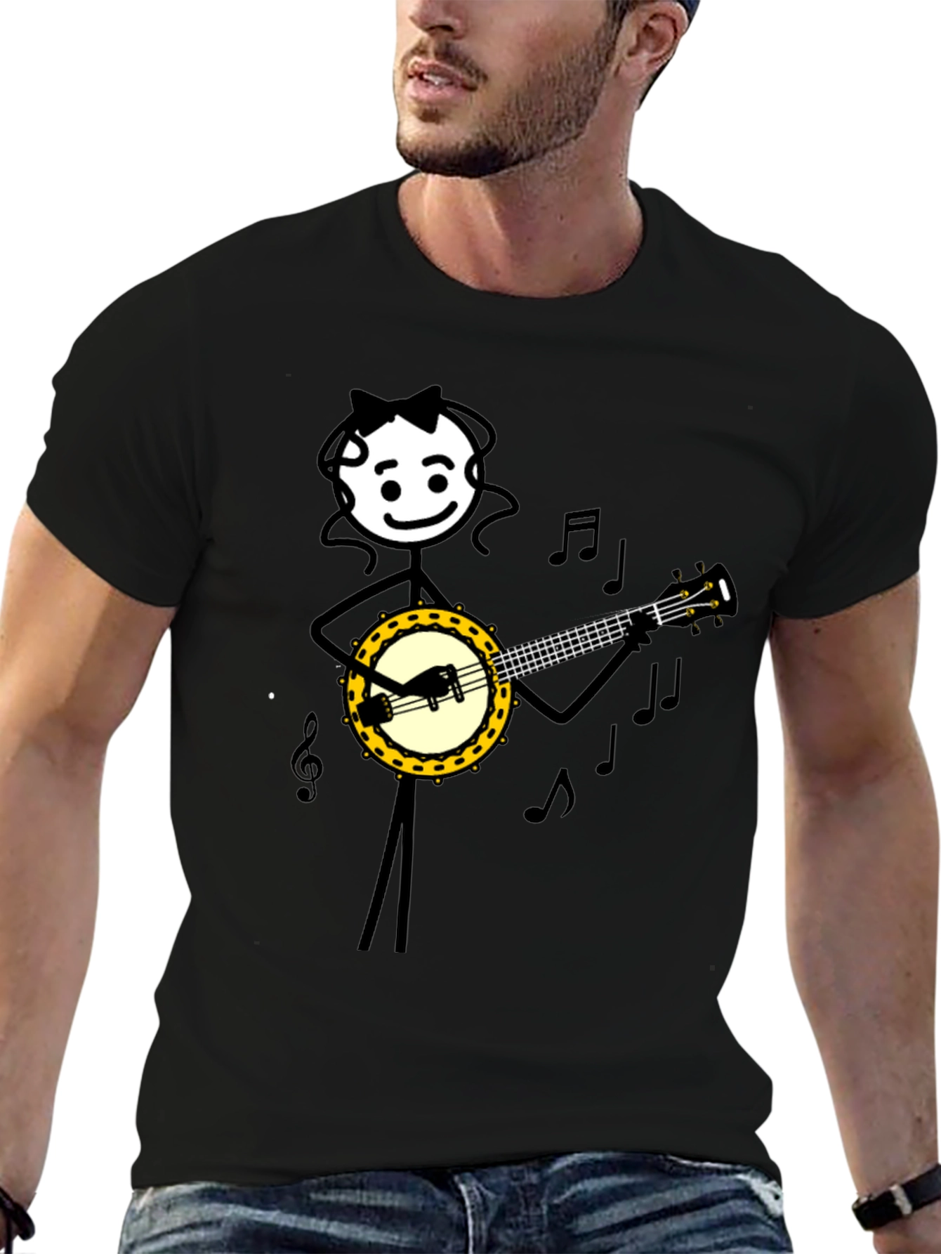 Banjo Playing Stick Figure T-Shirt