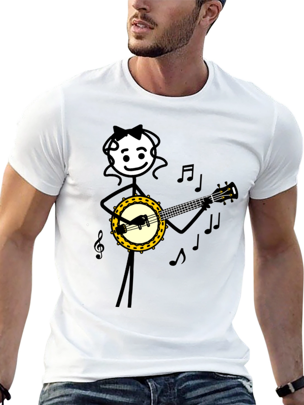 Banjo Playing Stick Figure T-Shirt