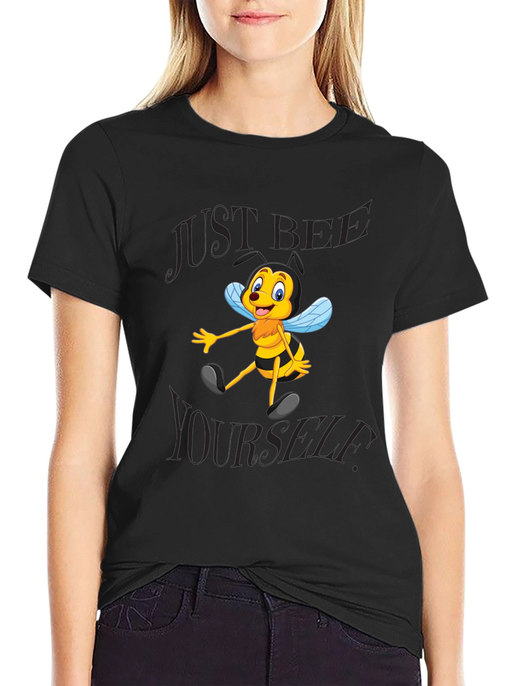 Just Bee Yourself T-Shirt - Black Cotton Blend