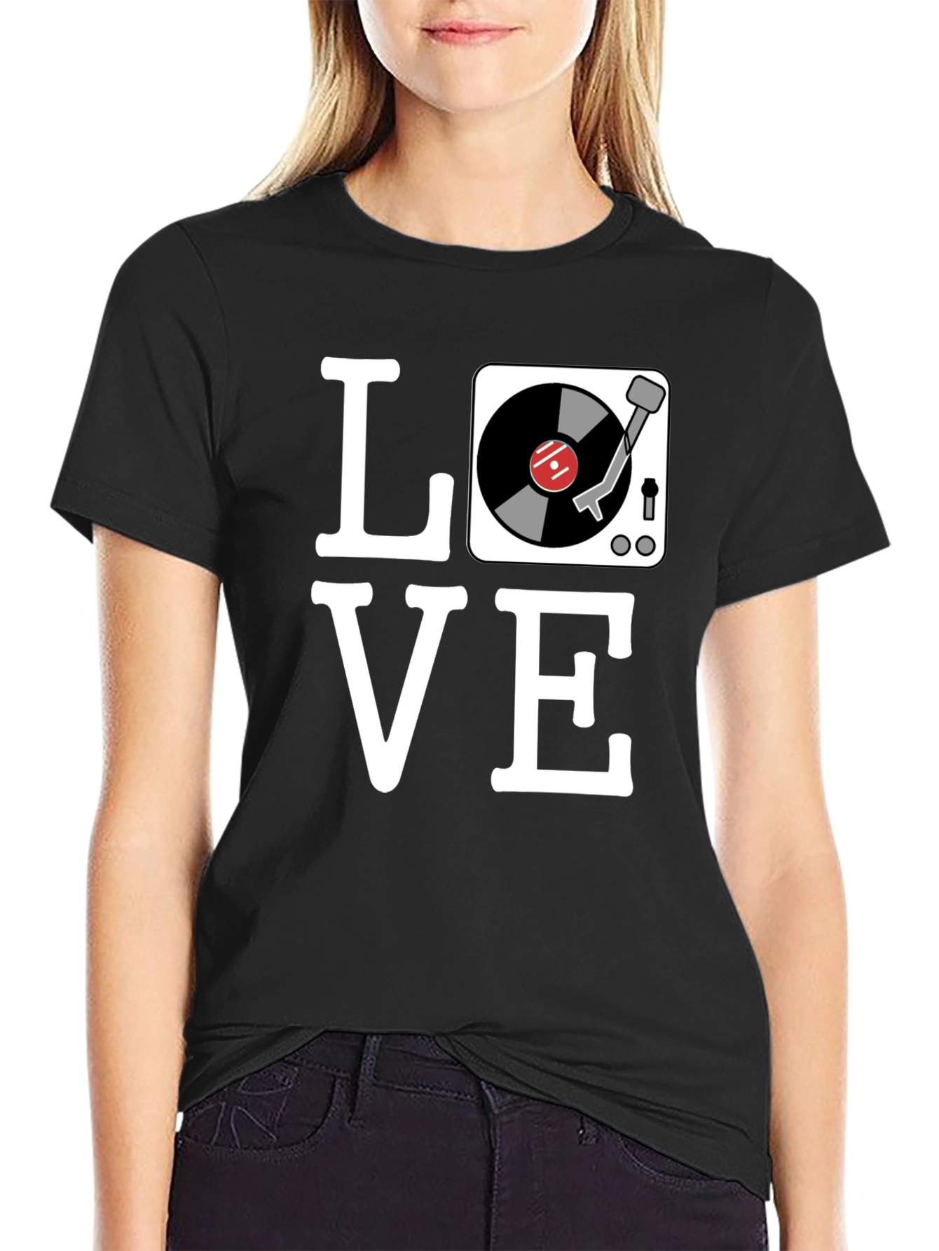 Love Vinyl Record Player T-Shirt - Black
