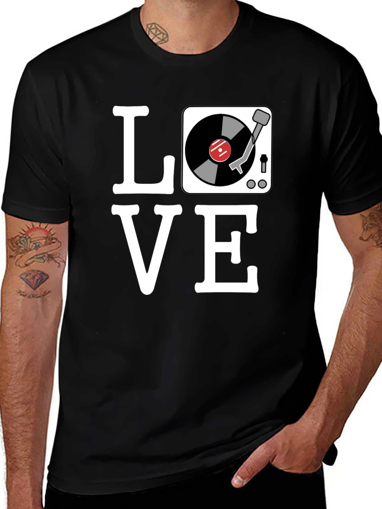Love Vinyl Record Player T-Shirt - Black