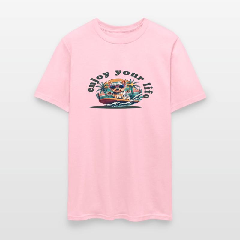Enjoy Your Life: Yorkie Dog Surfing Premium Cotton