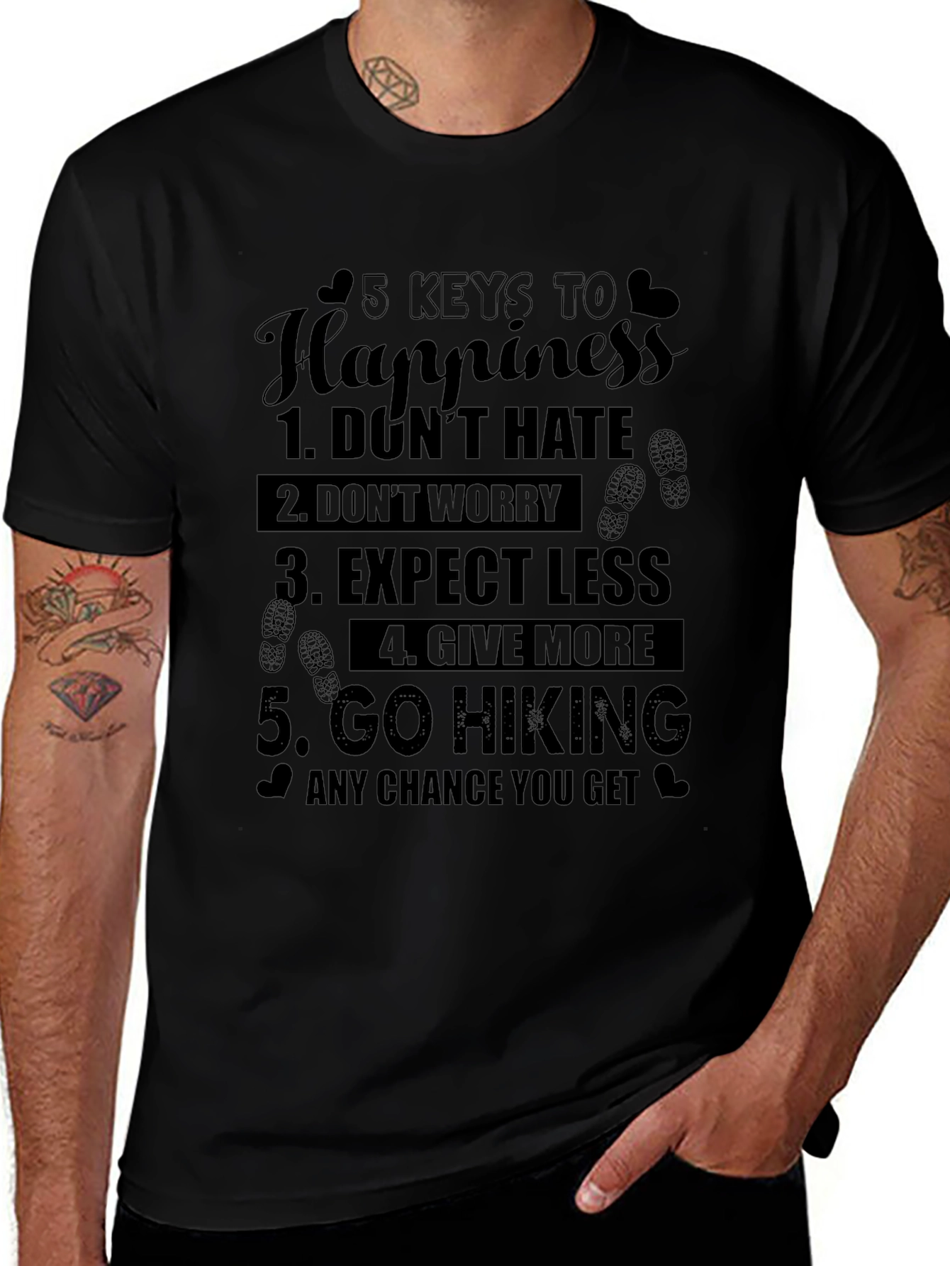 5 Keys to Happiness Hiking T-Shirt