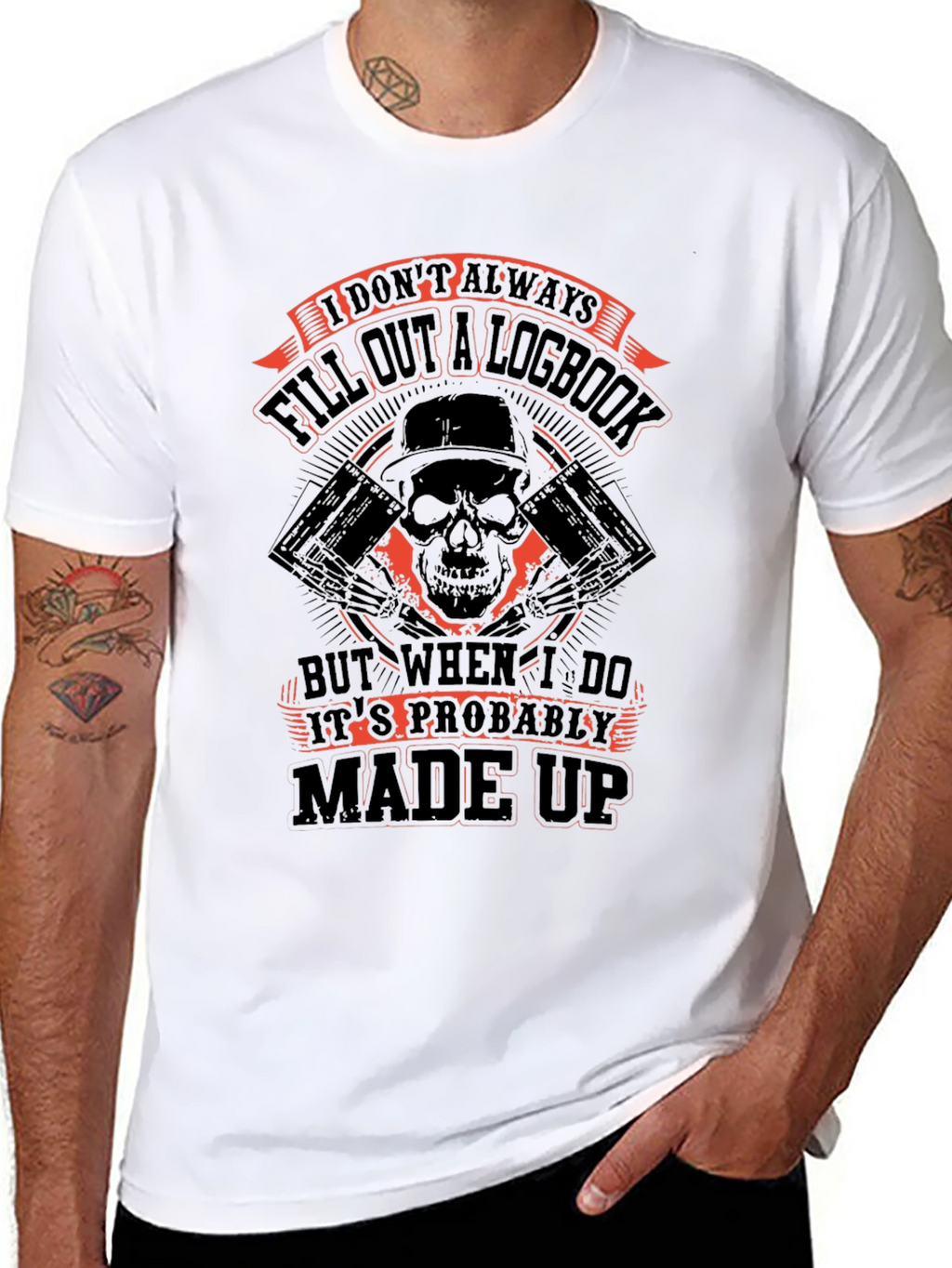 Funny Logbook Skull Graphic T-Shirt
