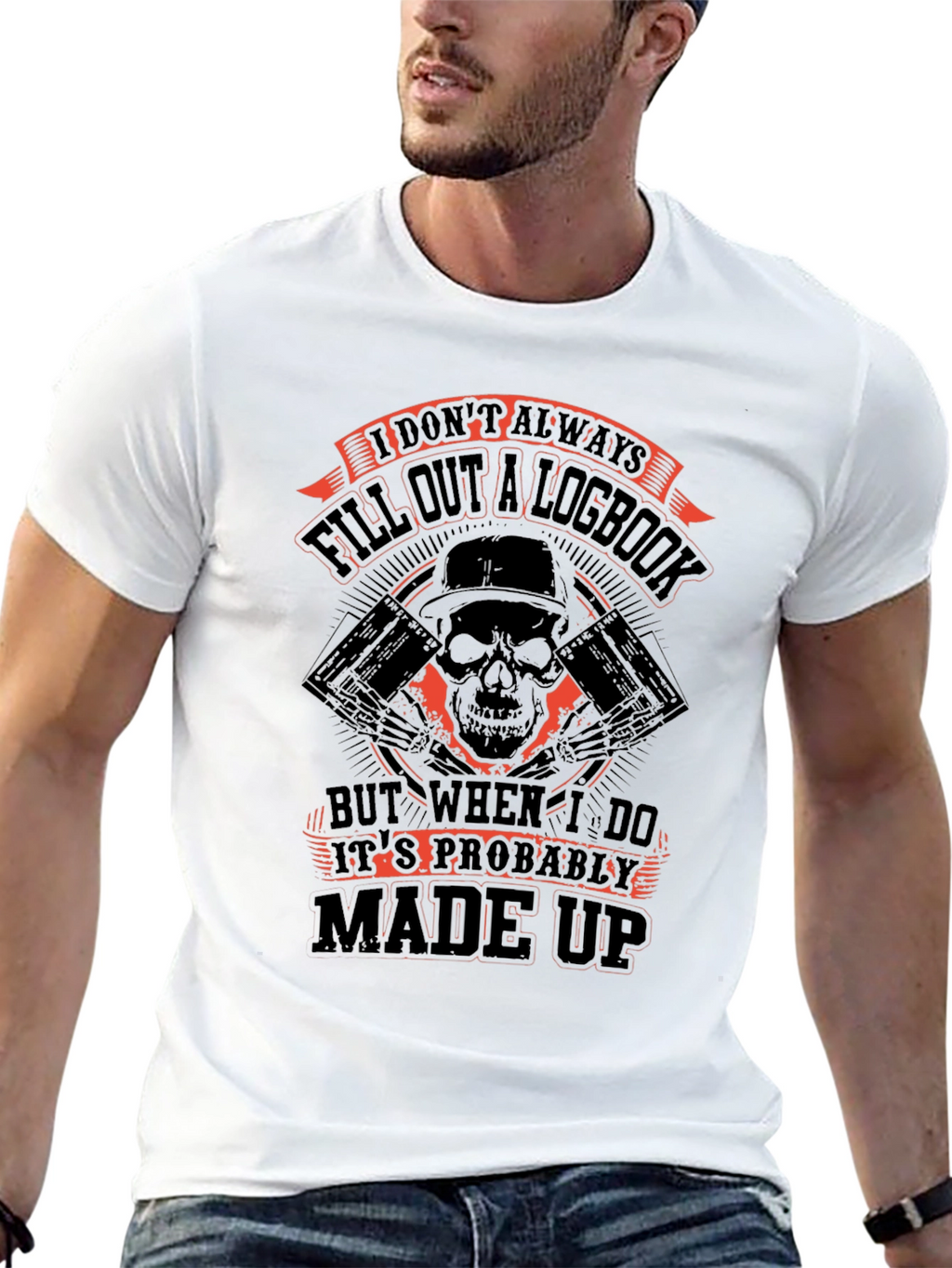 Funny Logbook Skull Graphic T-Shirt