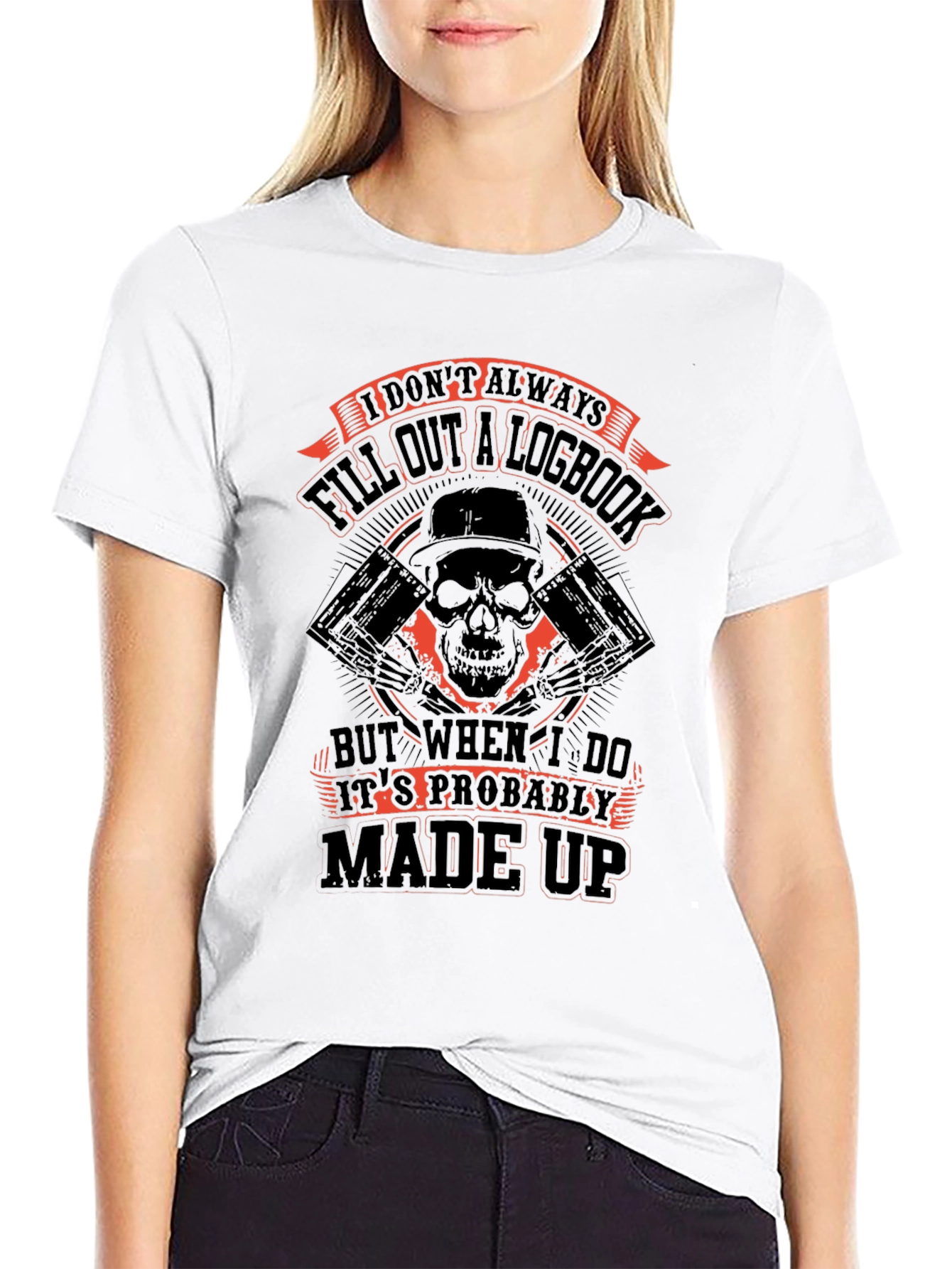 Funny Logbook Skull Graphic T-Shirt