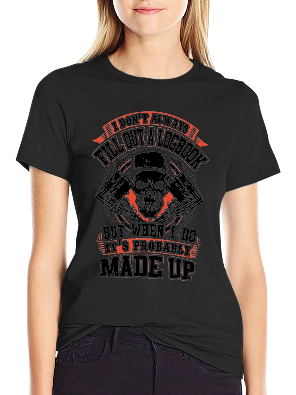 Funny Logbook Skull Graphic T-Shirt