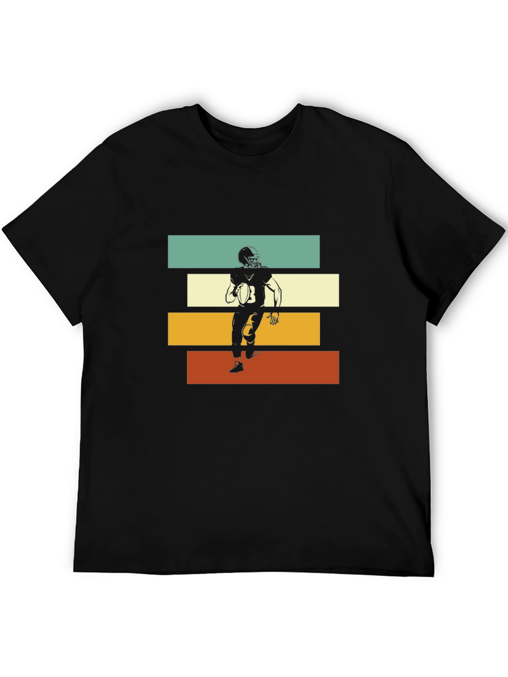 Retro Football Player Graphic Tee - Black
