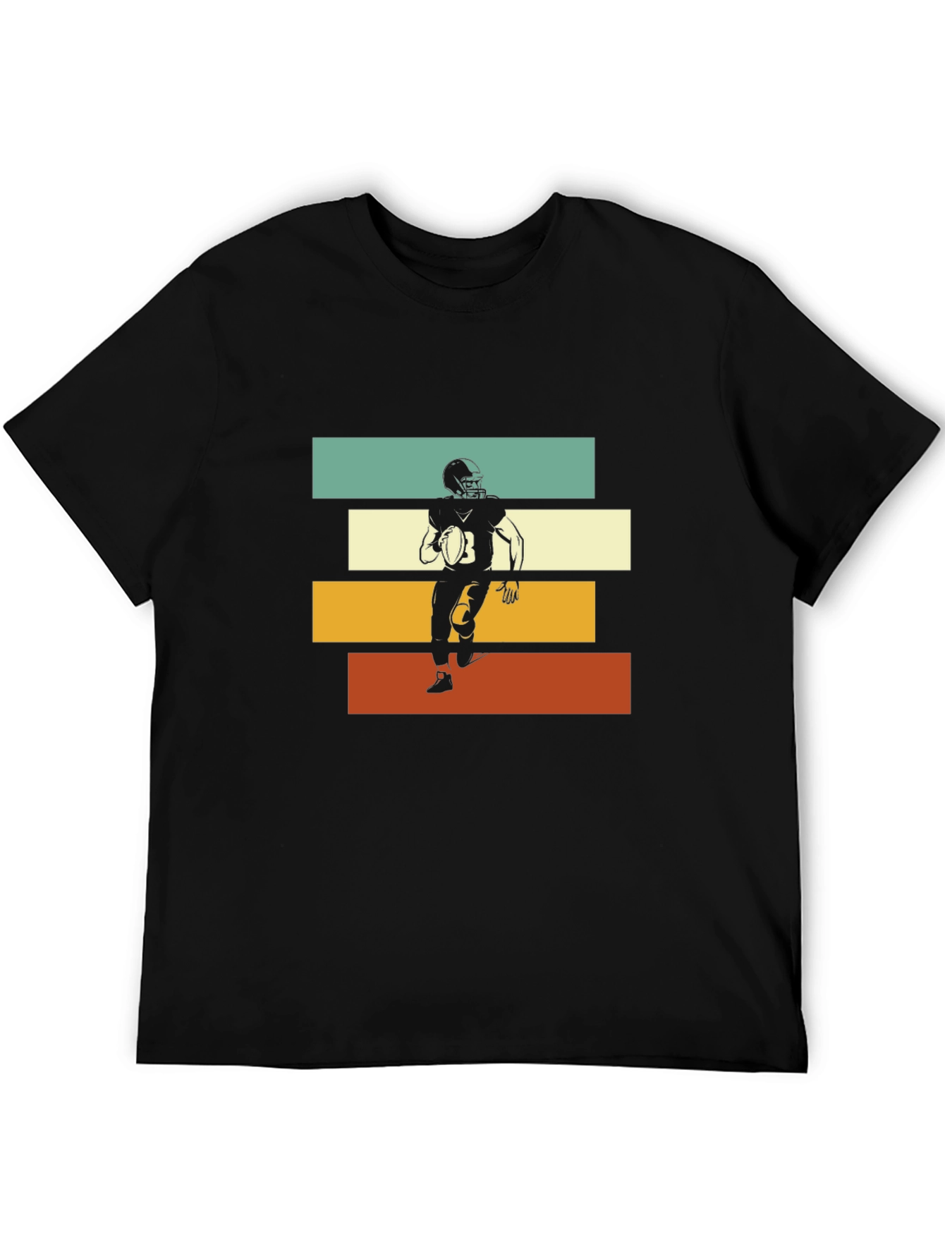 Retro Football Player Graphic Tee - Black