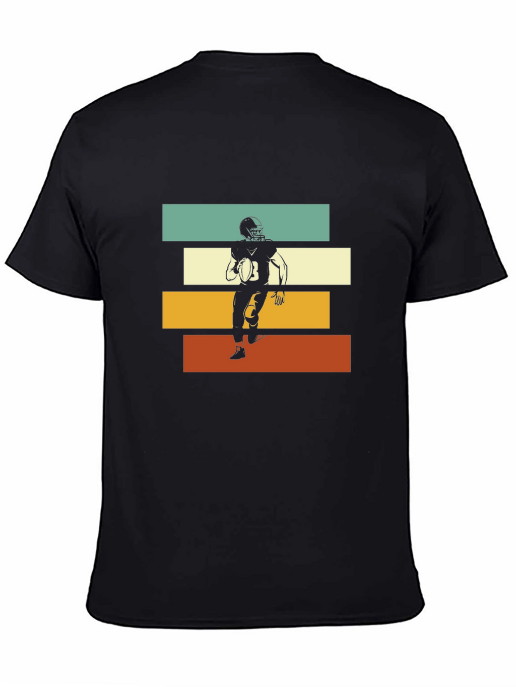Retro Football Player Graphic Tee - Black