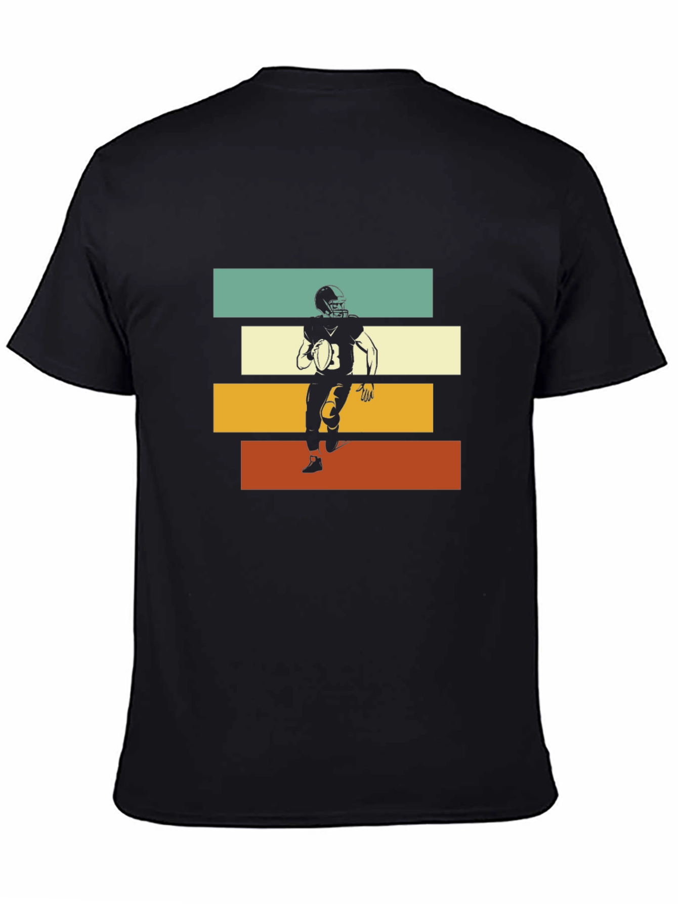 Retro Football Player Graphic Tee - Black