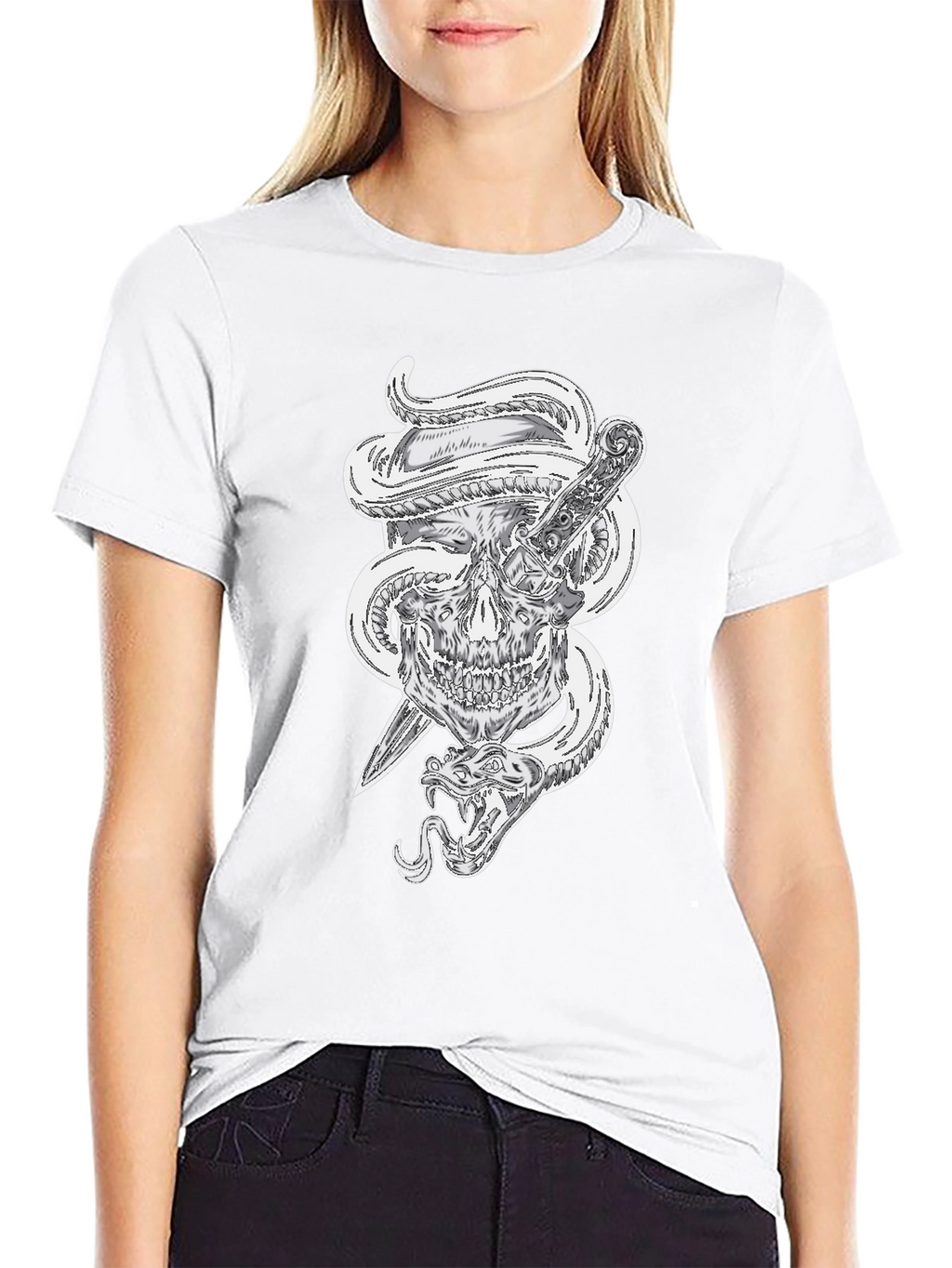 Skull Snake and Dagger Graphic Tee - Mens