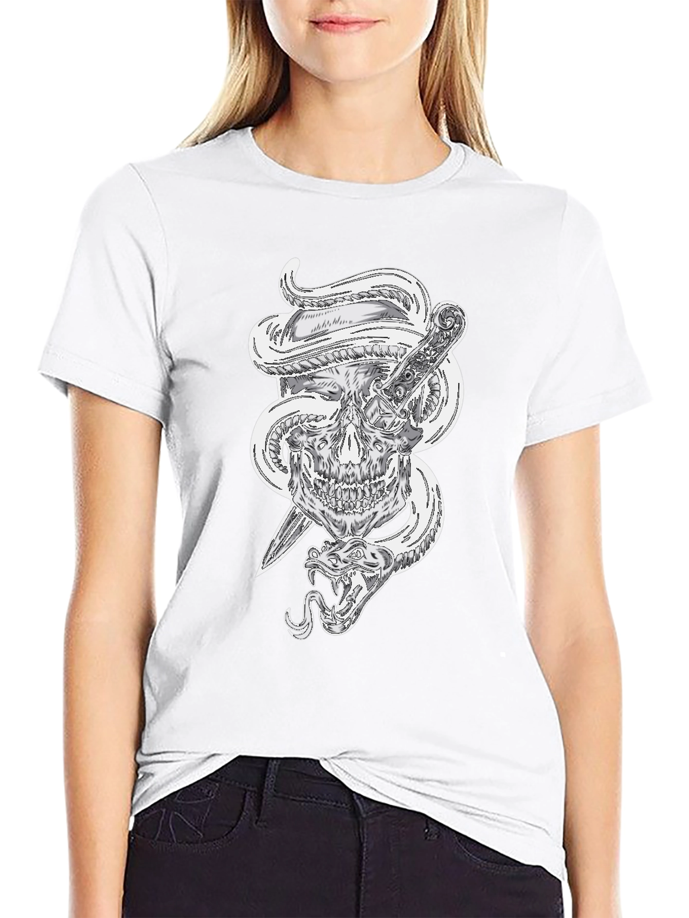 Skull Snake and Dagger Graphic Tee - Mens