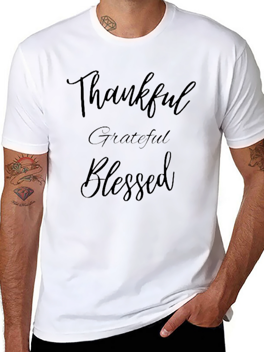 Thankful Grateful Blessed Black T-Shirt