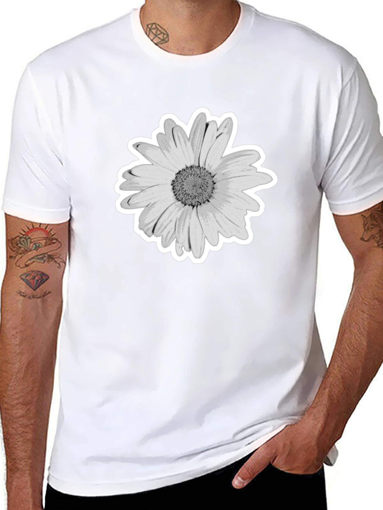 Daisy Graphic Print Black T-Shirt